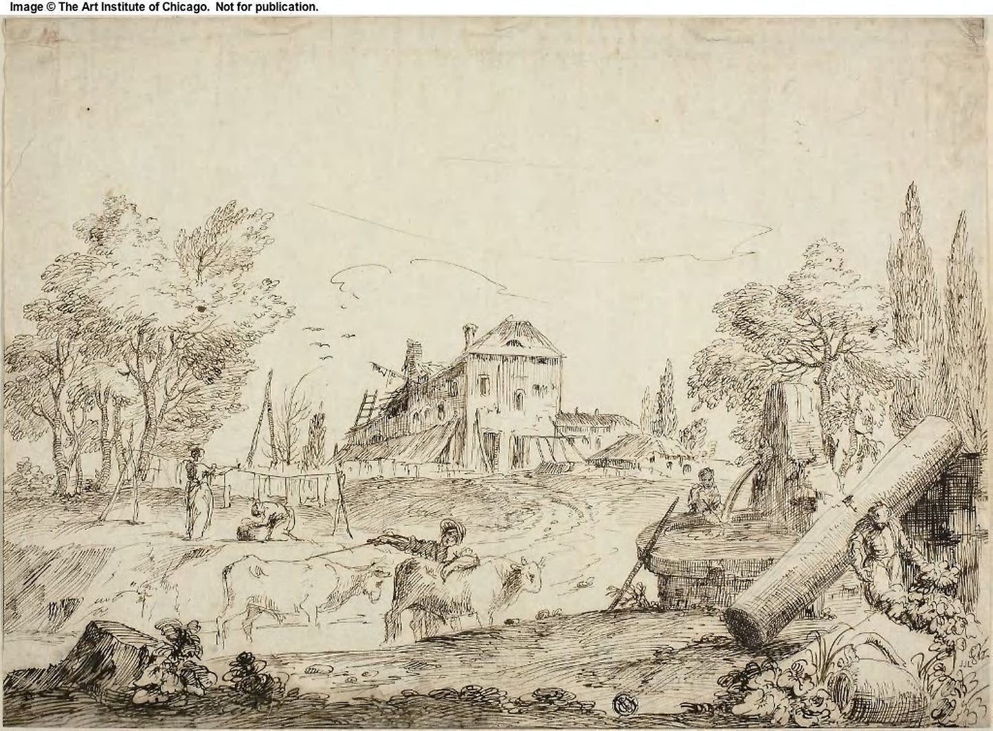 Farmyard Scene - Attributed to Bernardo Zilotti (Italian, c. 1730-1780/95), Poster Print Wall Art