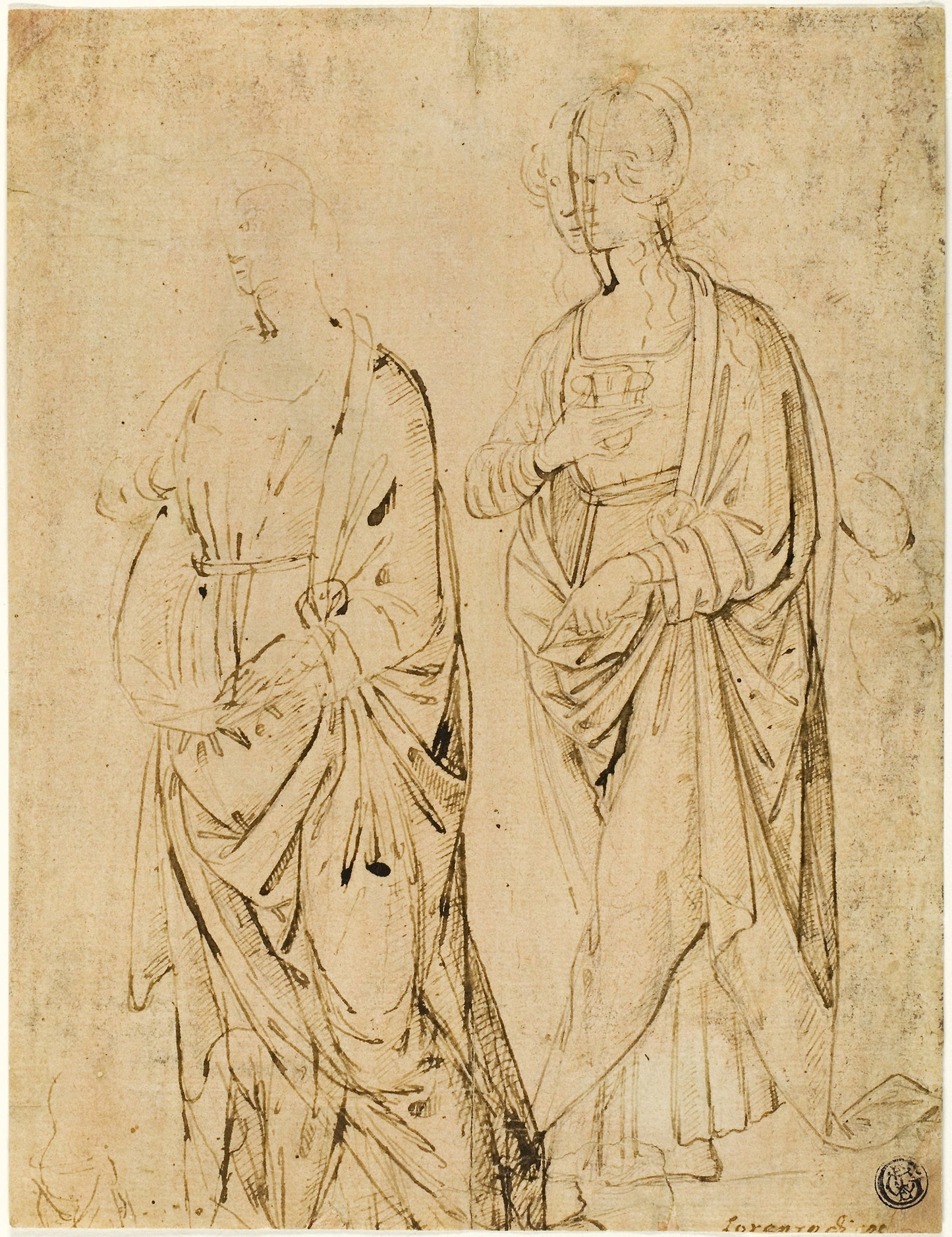 Saint Lucy and a Saint (recto); Alexander the Great in Profile (verso) - Attributed to Agnolo and/or Donnino di Domenico, called del Mazziere, Poster Print Wall Art