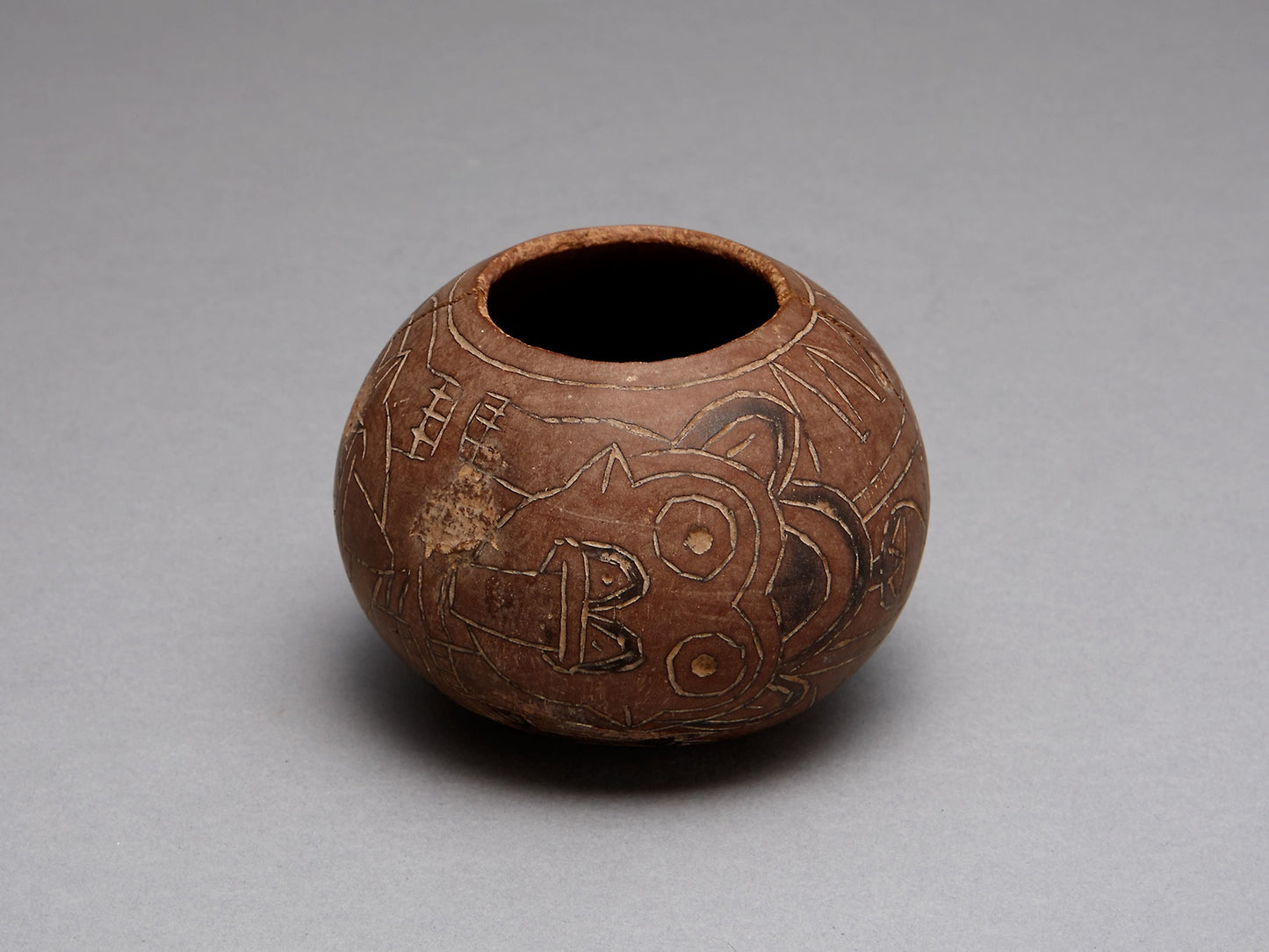 Bowl Carved with Costumed Ritual Figure With Feline and Serpent Attributes - Nazca, Poster Print Wall Art