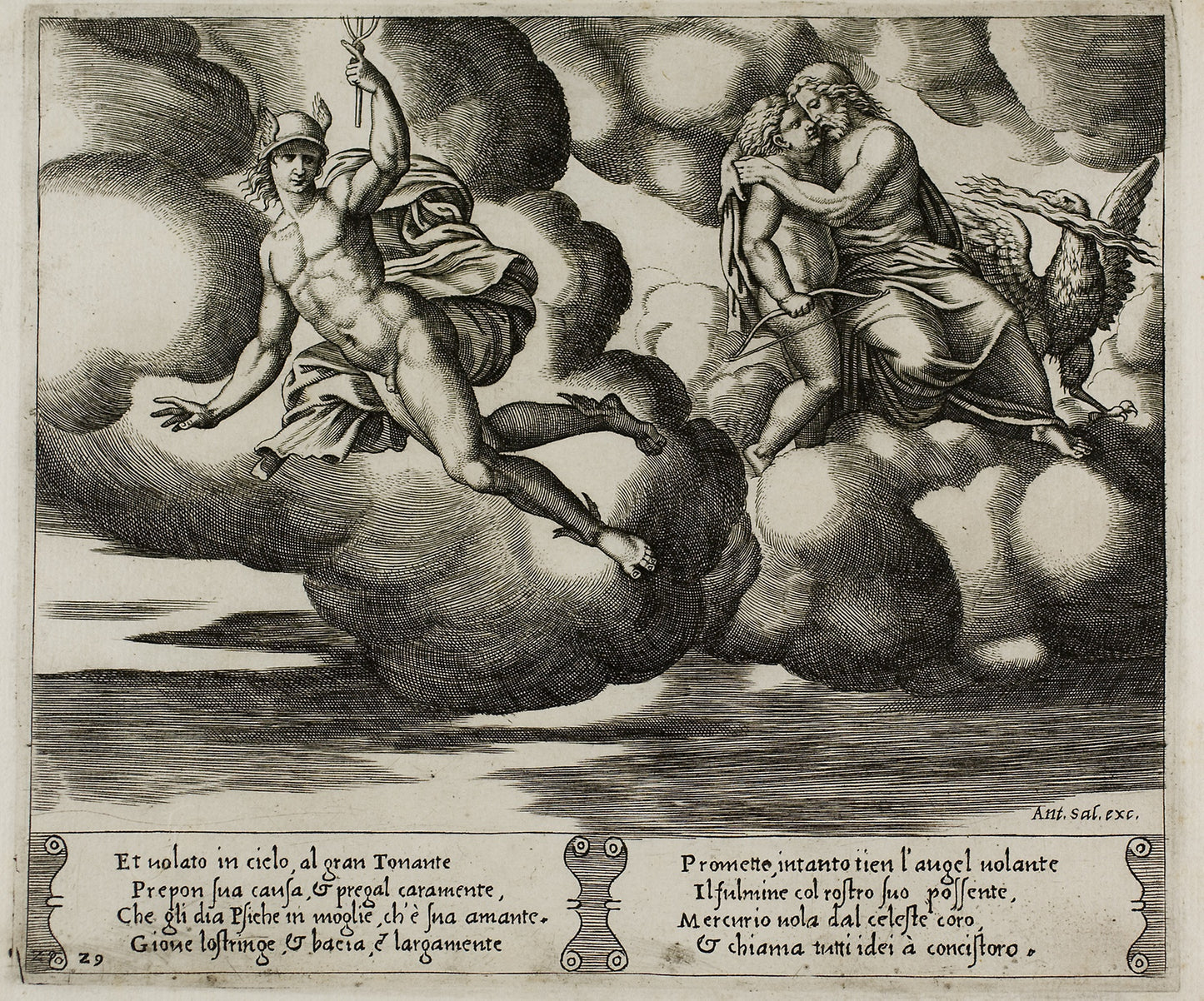 Cupid Begging Jupiter for Mercy for Psyche - Master of the Die (Italian, active c. 1530-1560), Poster Print Wall Art