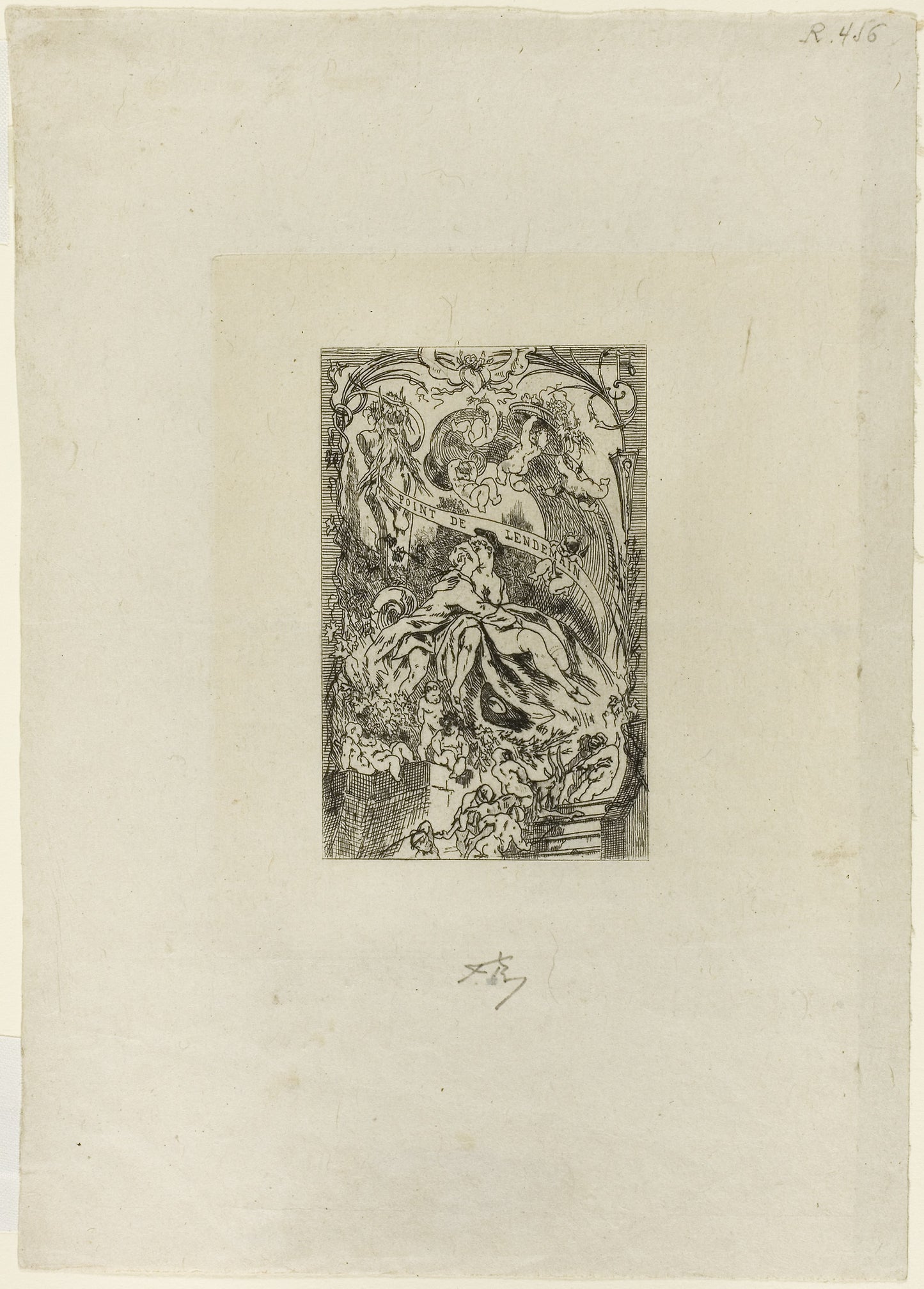 Frontispiece for Point de lendemain - Félicien Rops (Belgian, 1833-1898), Poster Print Wall Art