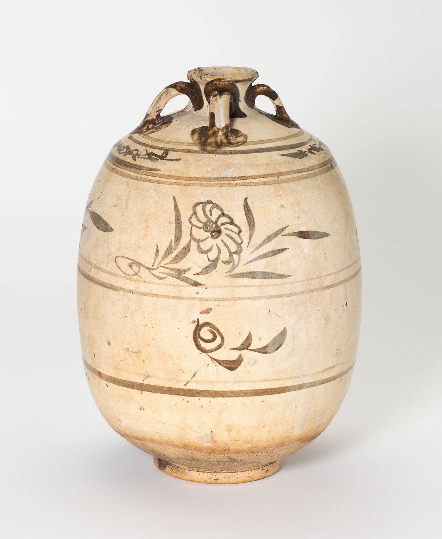Ovoid Jar with Fish, Floral Sprays, and Floral Scrolls - China, Poster Print Wall Art