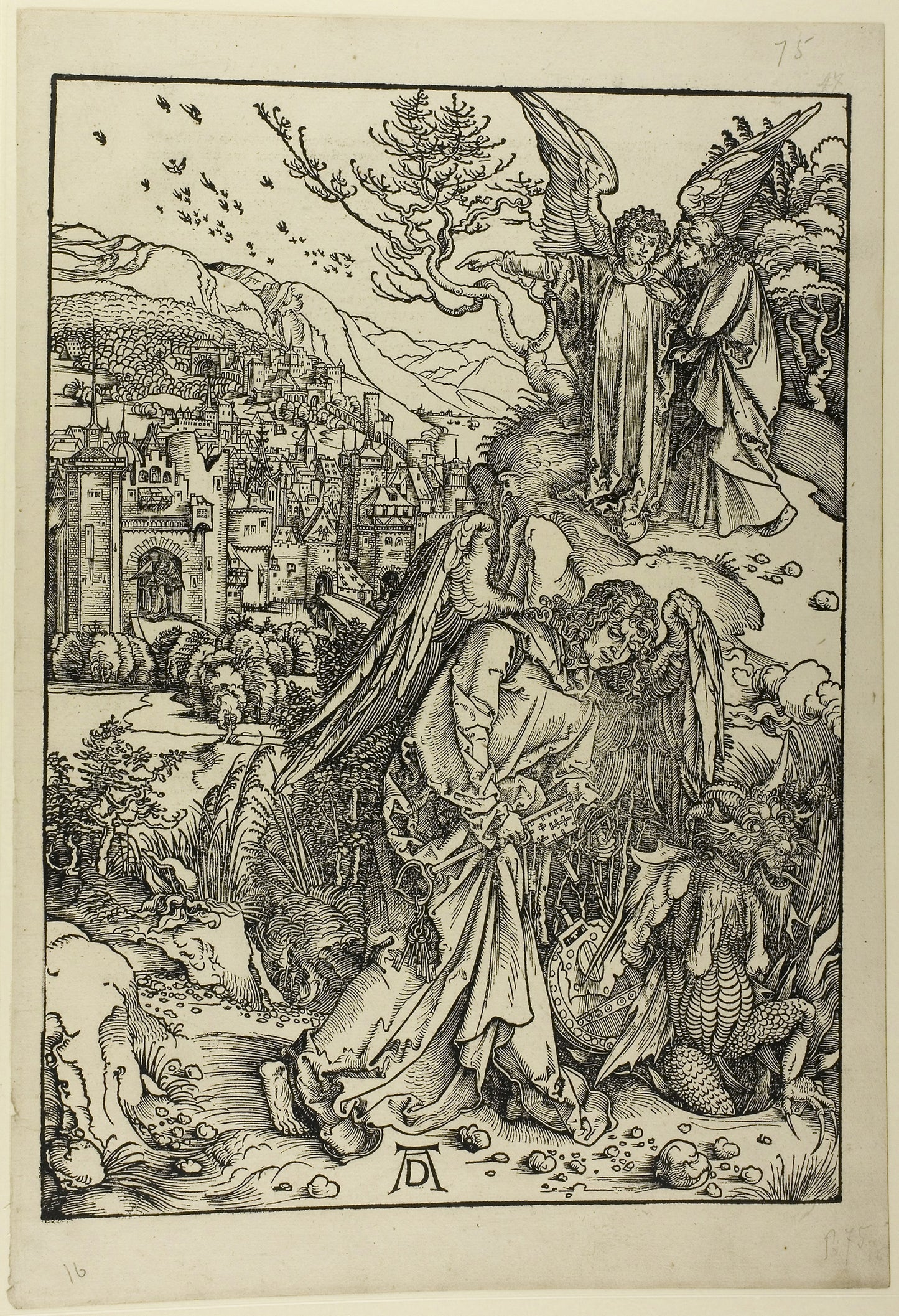 The Angel with the Key of the Bottomless Pit, from The Apocalypse - Albrecht Dürer, Poster Print Wall Art