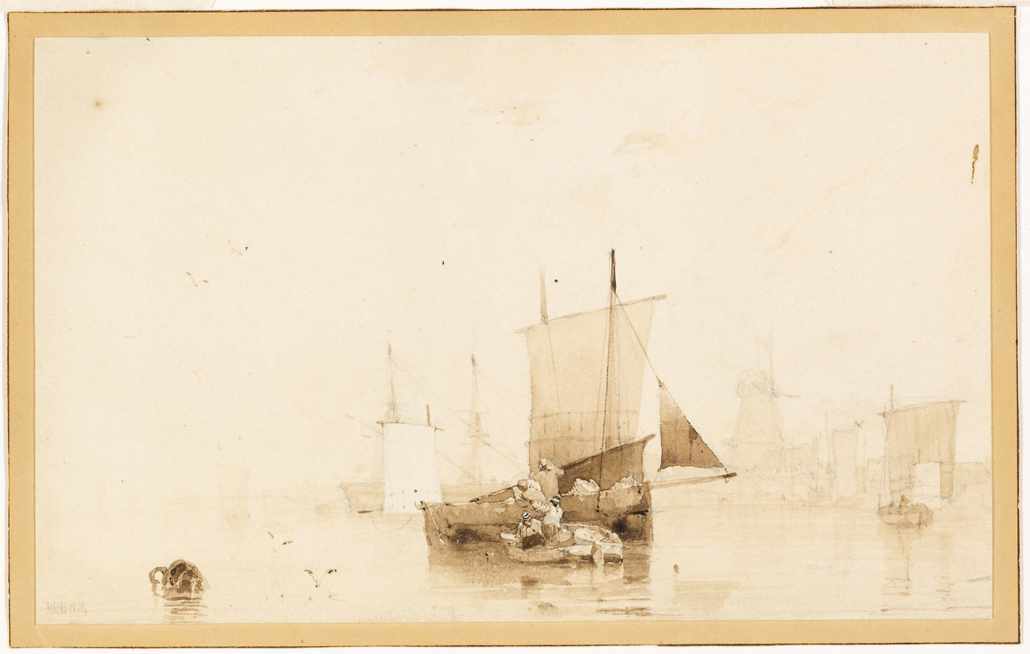 Boats in a Harbor - Richard Parkes Bonington, Poster Print Wall Art