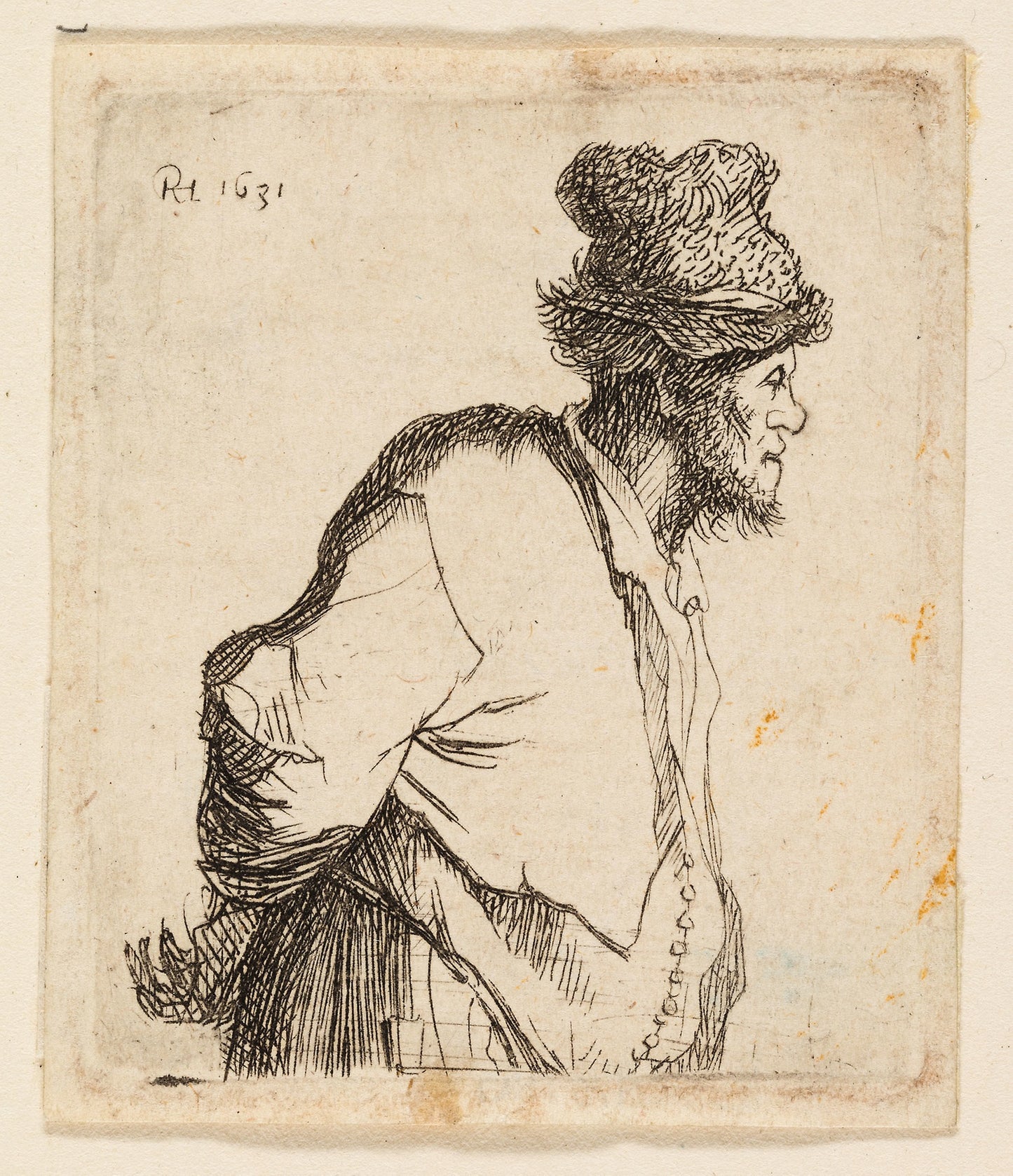Peasant with His Hands Behind His Back - Rembrandt van Rijn, Poster Print Wall Art