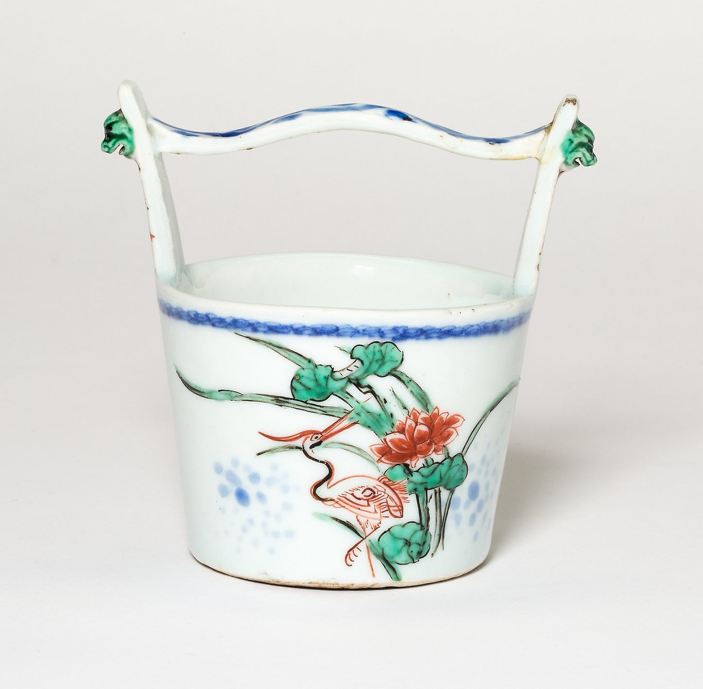 Miniature Water Bucket with Birds - Lotus Flowers - China, Poster Print Wall Art