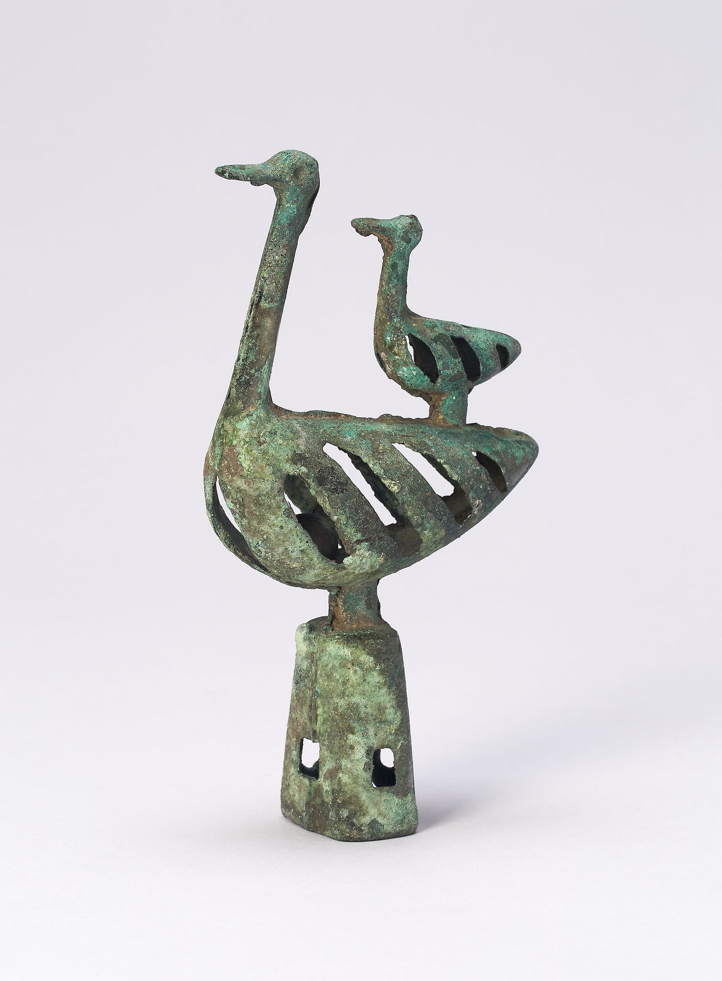 Pole Top with Double Bird-Shaped Bell (one of pair) - Northern China or Inner Mongolia, Poster Print Wall Art