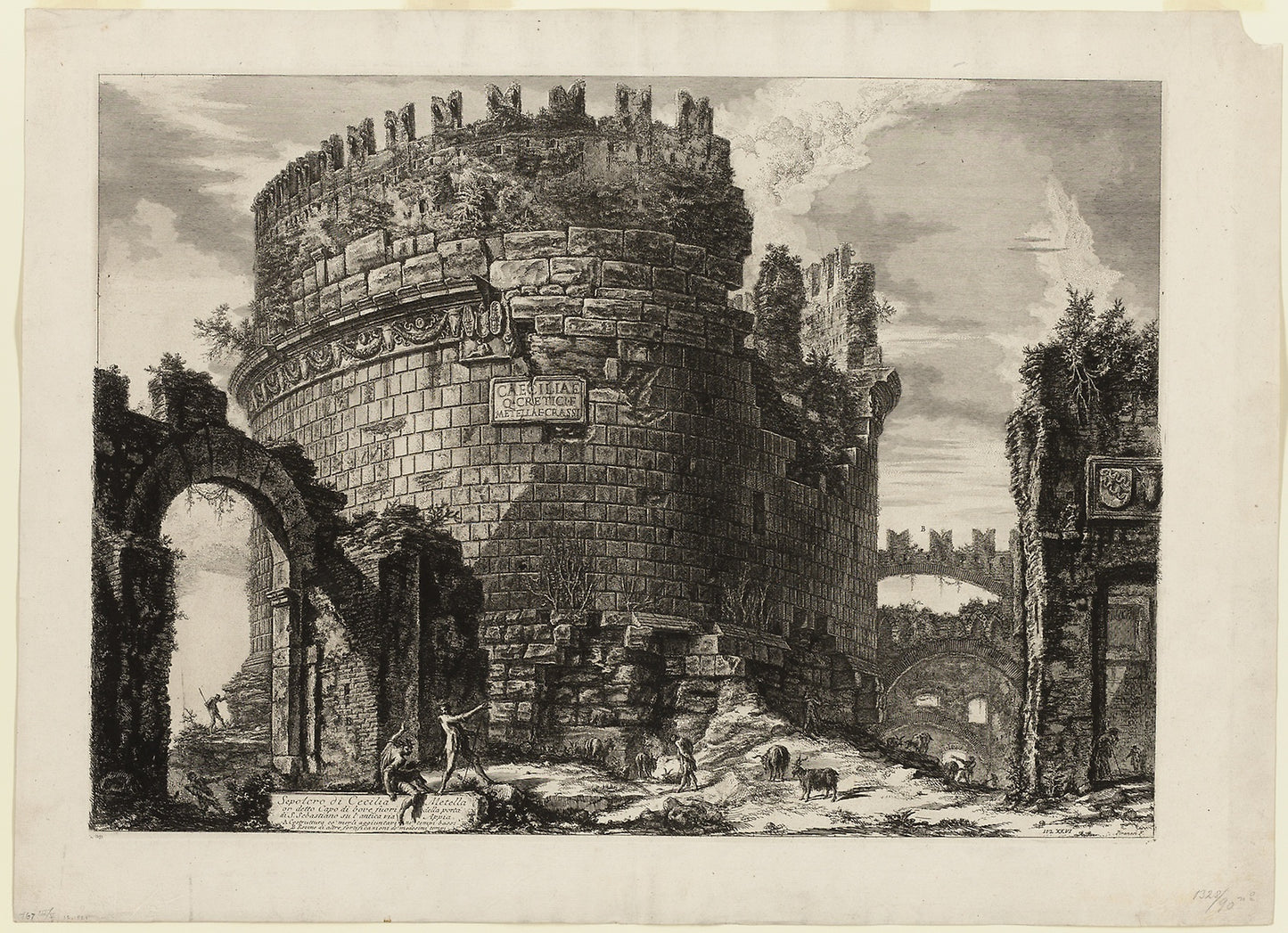 Tomb of Caecilia Metella, from Views of Rome - Giovanni Battista Piranesi (Italian, 1720-1778), Poster Print Wall Art