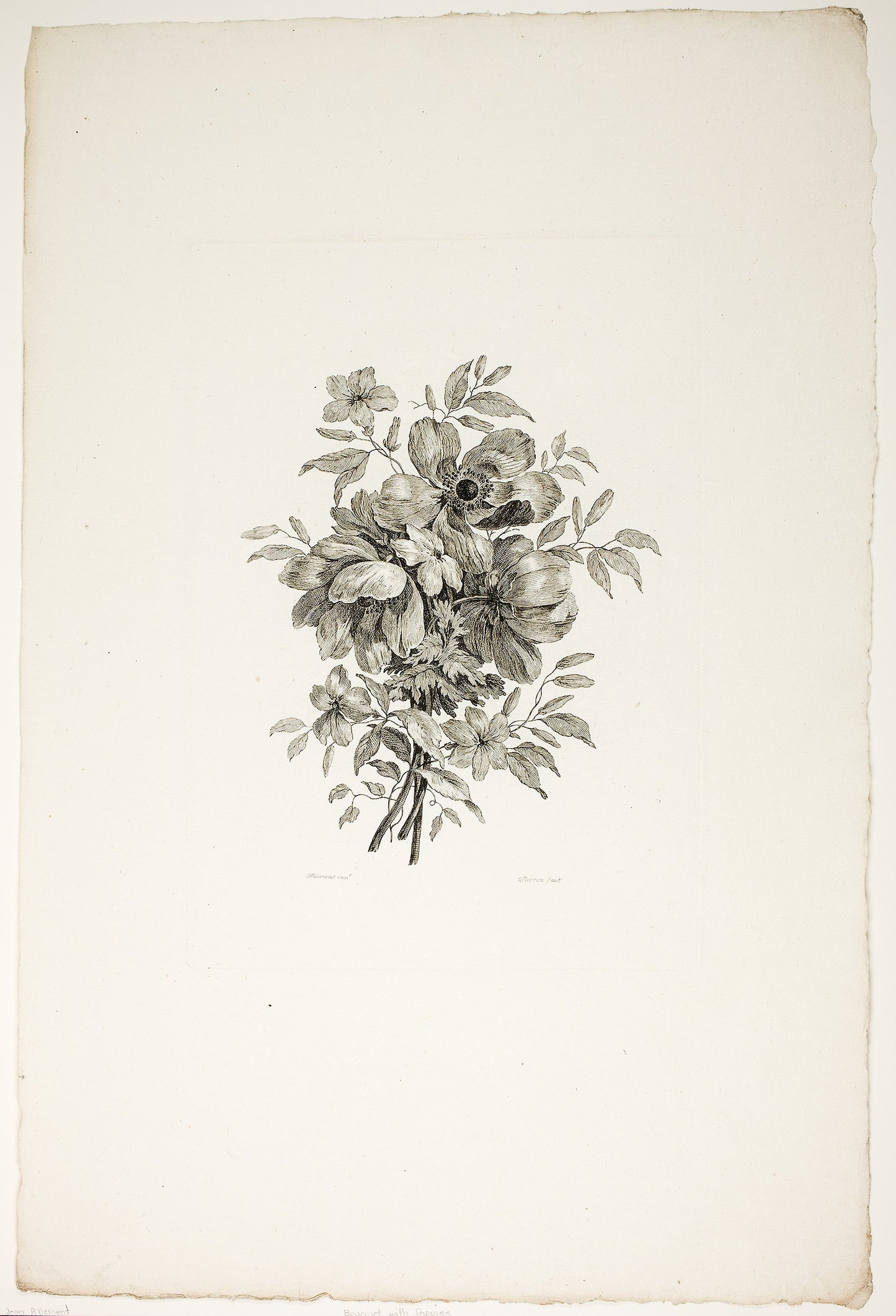 Bouquet with Poppies, from Collection of Different Bouquets of Flowers, Invented and Drawn - Jean Pillement and Engraved - P. C. Canot - Christopher Norton (French, died 1769), Poster Print Wall Art