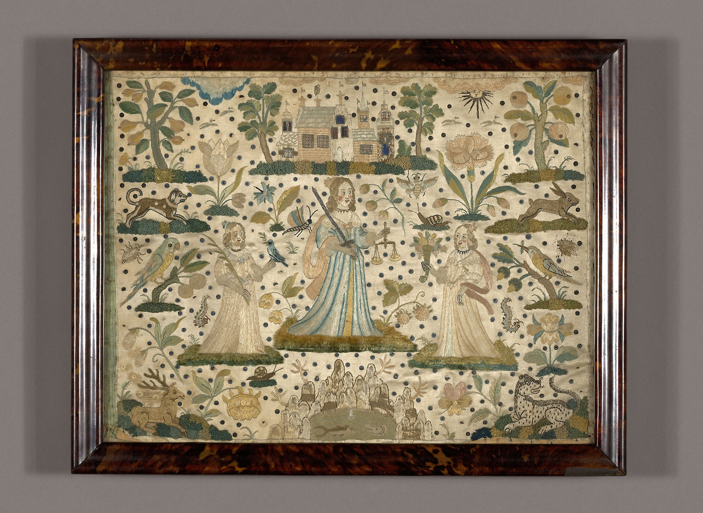 Picture Depicting Peace, Justice, and Plenty (Needlework) - England, Poster Print Wall Art