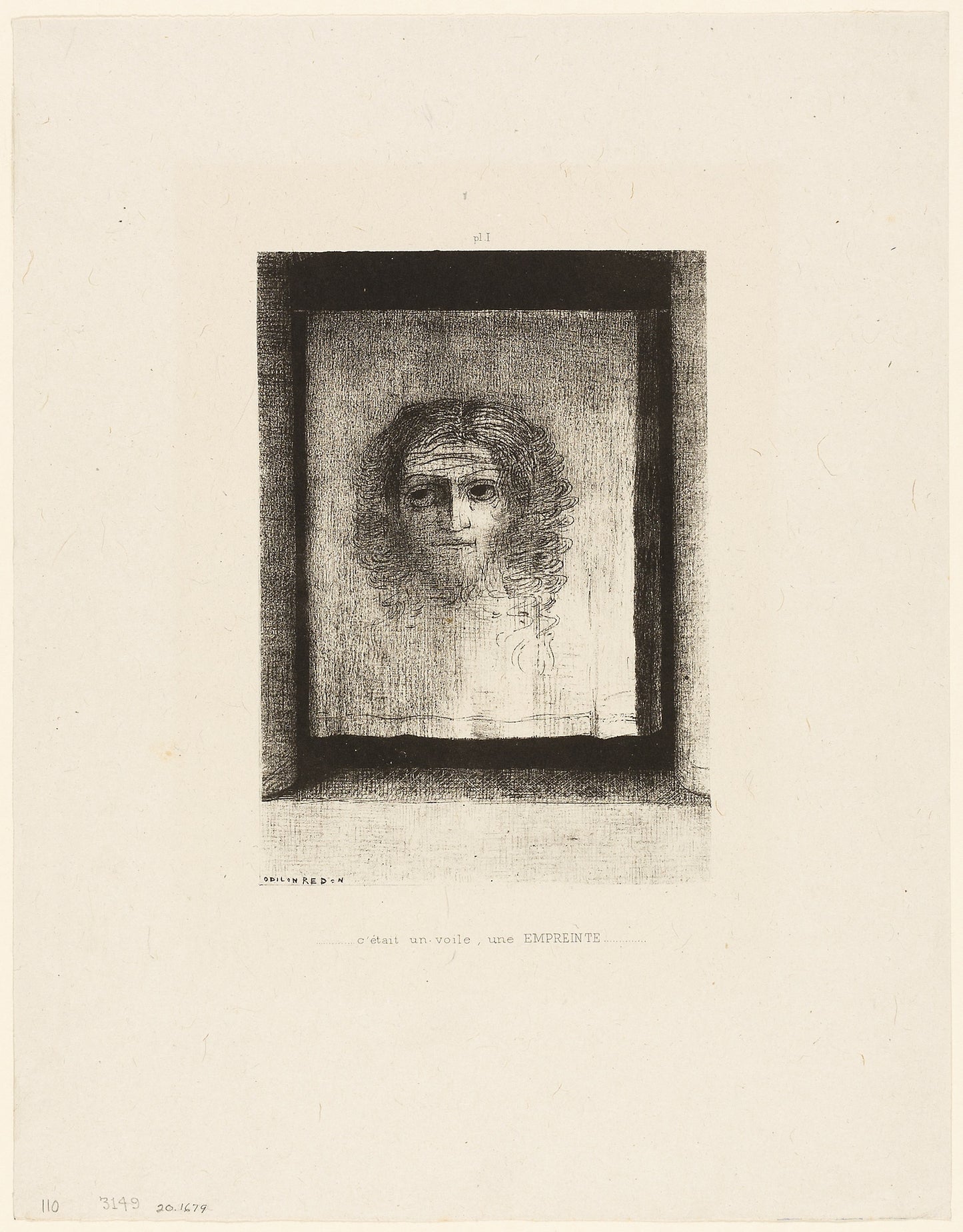 It was a Veil, an Imprint, plate 1 of 6 - Odilon Redon, Poster Print Wall Art