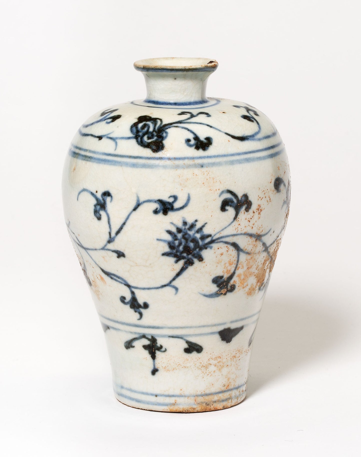 Vase with Stylized Flowers and Vines - China or Southeast Asia, Poster Print Wall Art