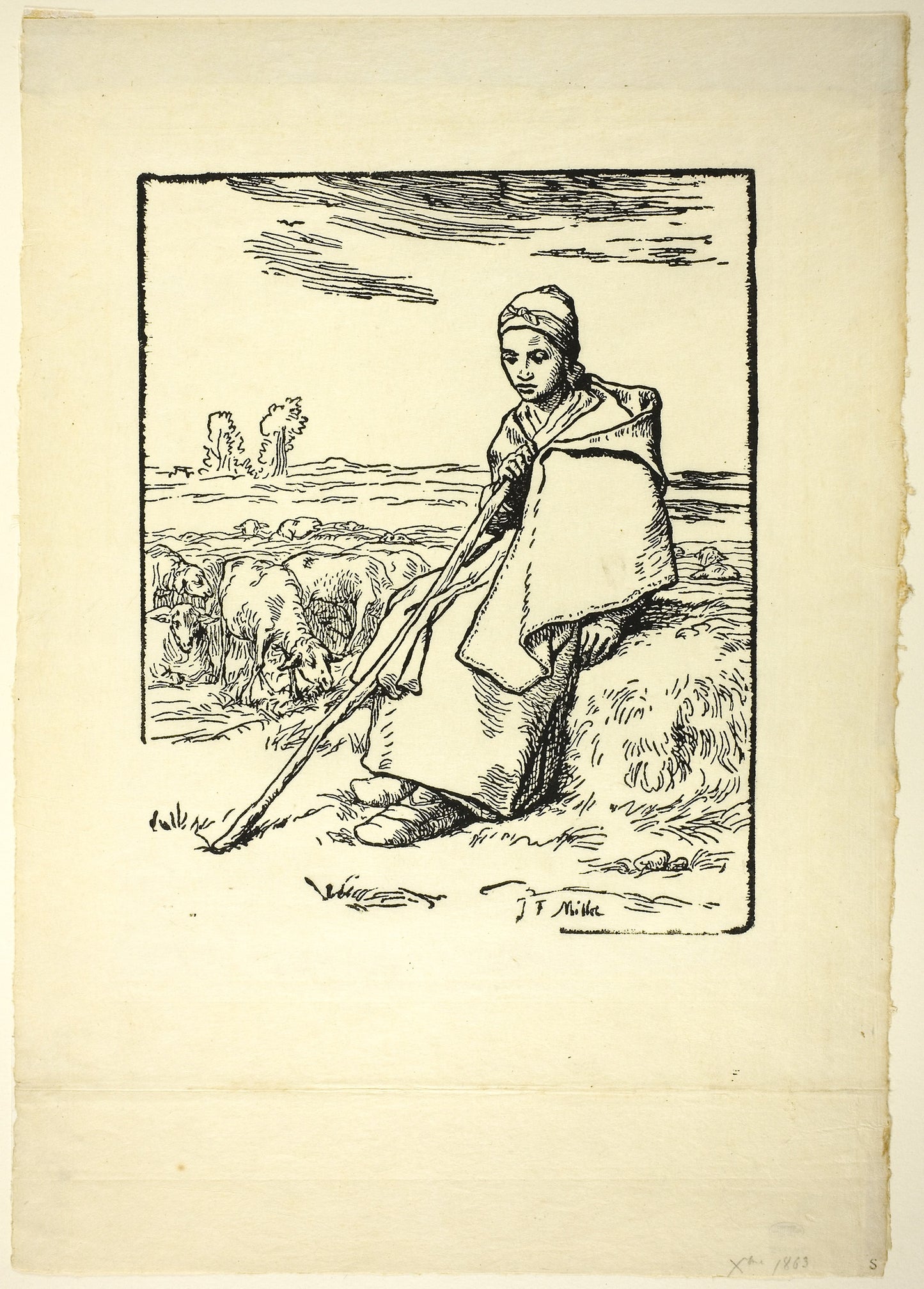 The Shepherdess - Jean François Millet (French, 1814-1875), Poster Print Wall Art