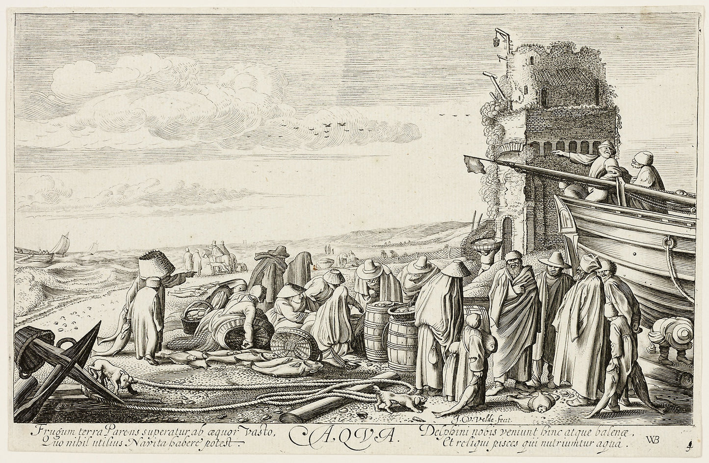 Water, plate three from The Four Elements - Jan van de Velde II (Dutch, c.1593-1641), Poster Print Wall Art