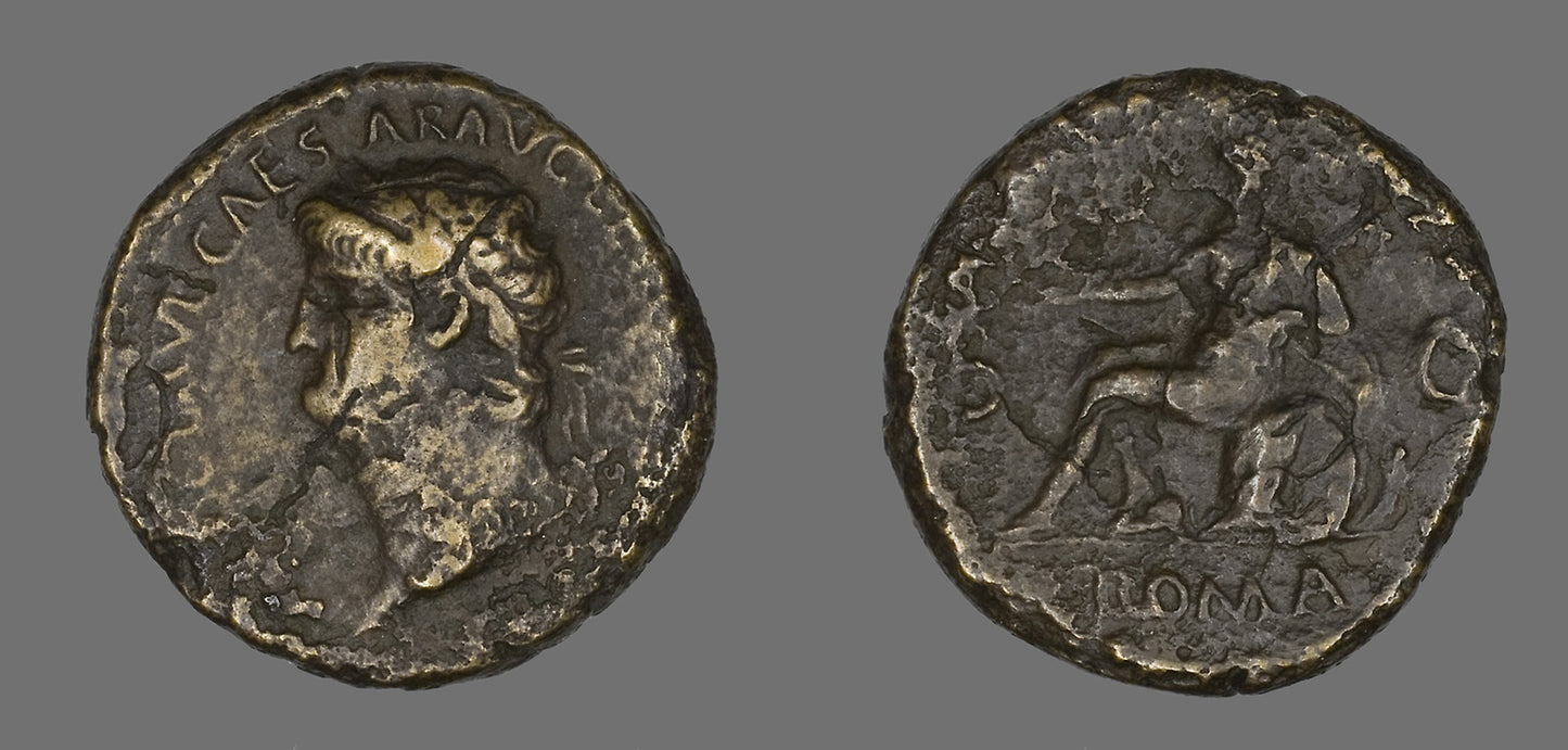 Sestertius (Coin) Portraying Emperor Nero - Roman, minted in Rome, Poster Print Wall Art