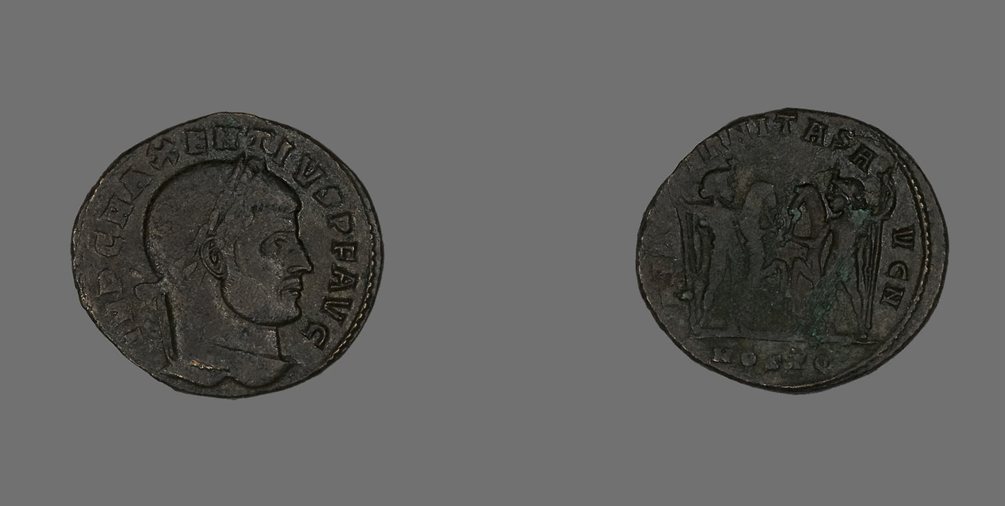 Follis (Coin) Portraying Emperor Maxentius - Roman, minted in Ostia, Poster Print Wall Art