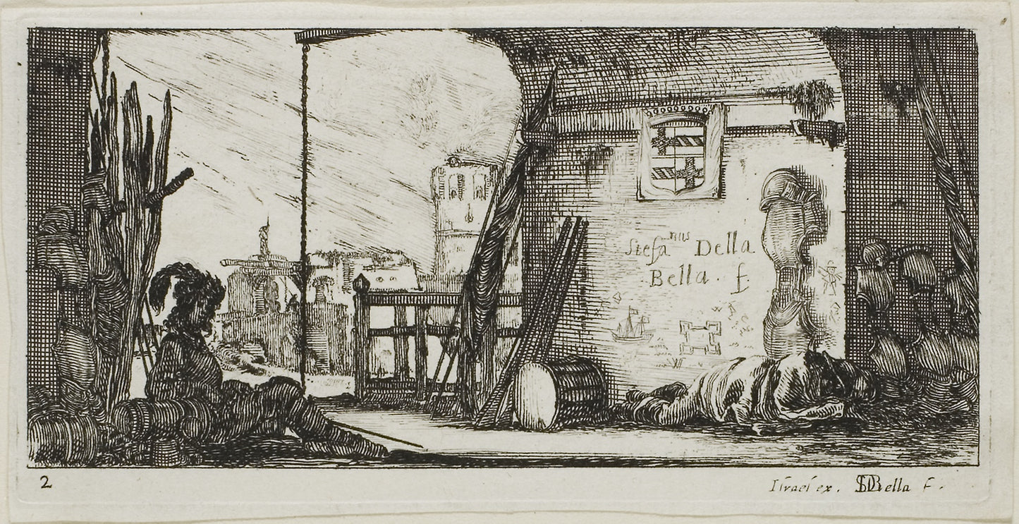 Plate Two from Drawings of Several Movements - Soldiers - Stefano della Bella, Poster Print Wall Art