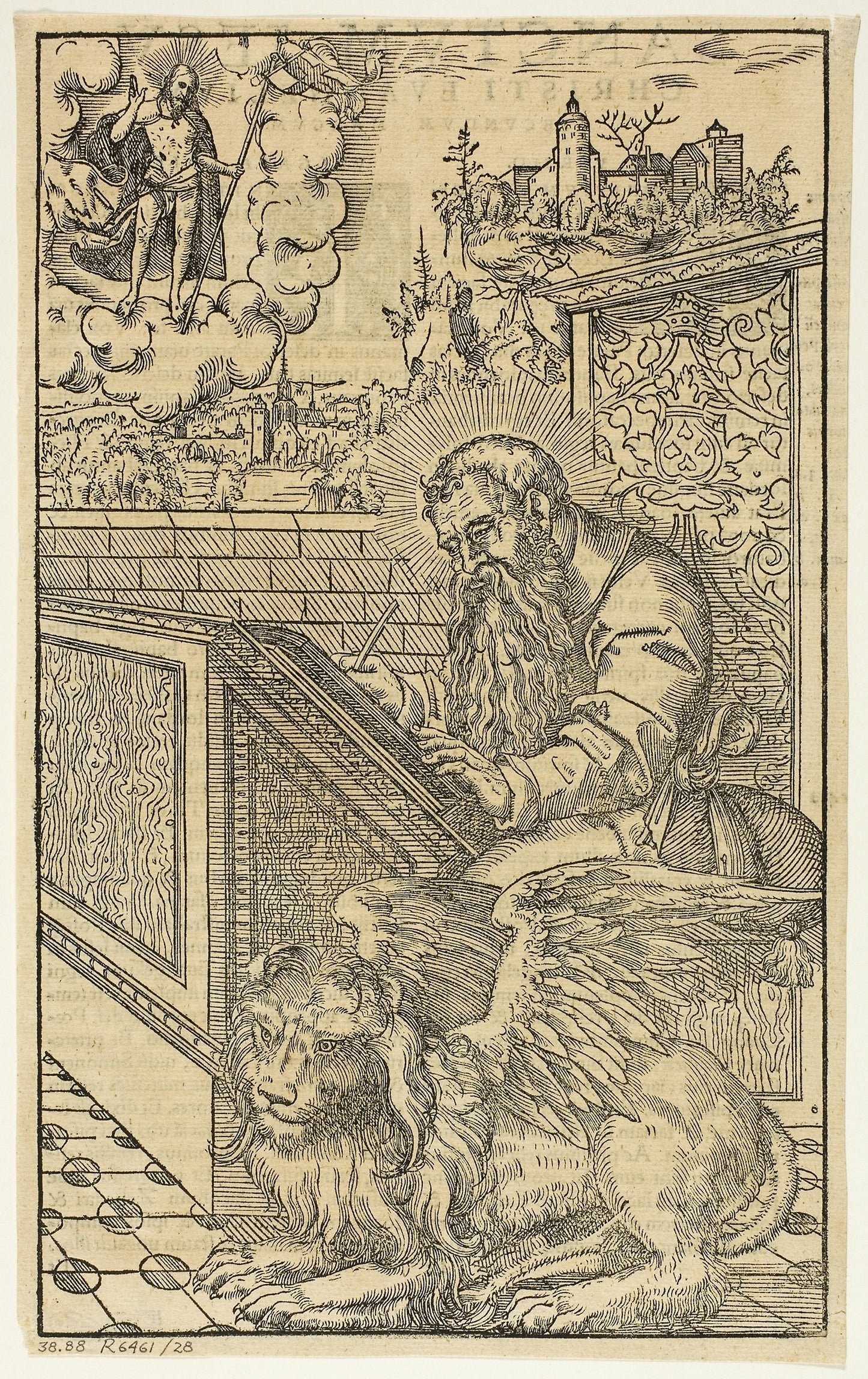 Saint Mark from Latin Bible, plate 28 from Woodcuts from Books of the XVI Century - Lucas Cranach, the Younger (German, 1515-1586), Poster Print Wall Art