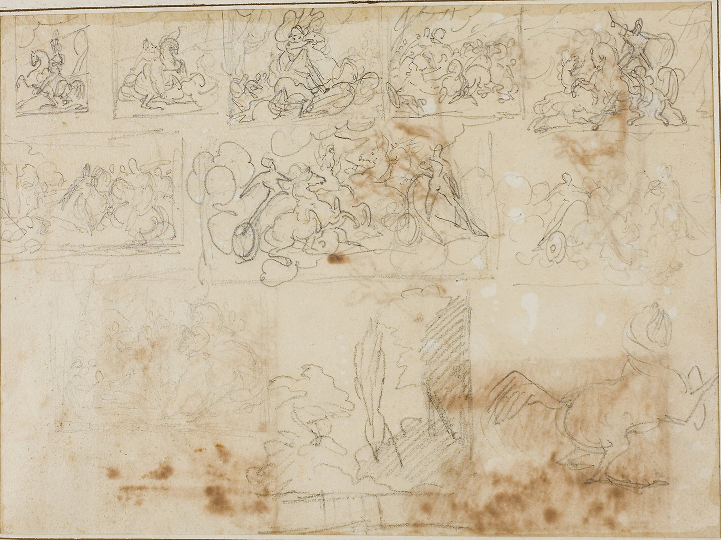 Eleven Compositional Sketches - Jean Louis André Théodore Géricault, Poster Print Wall Art