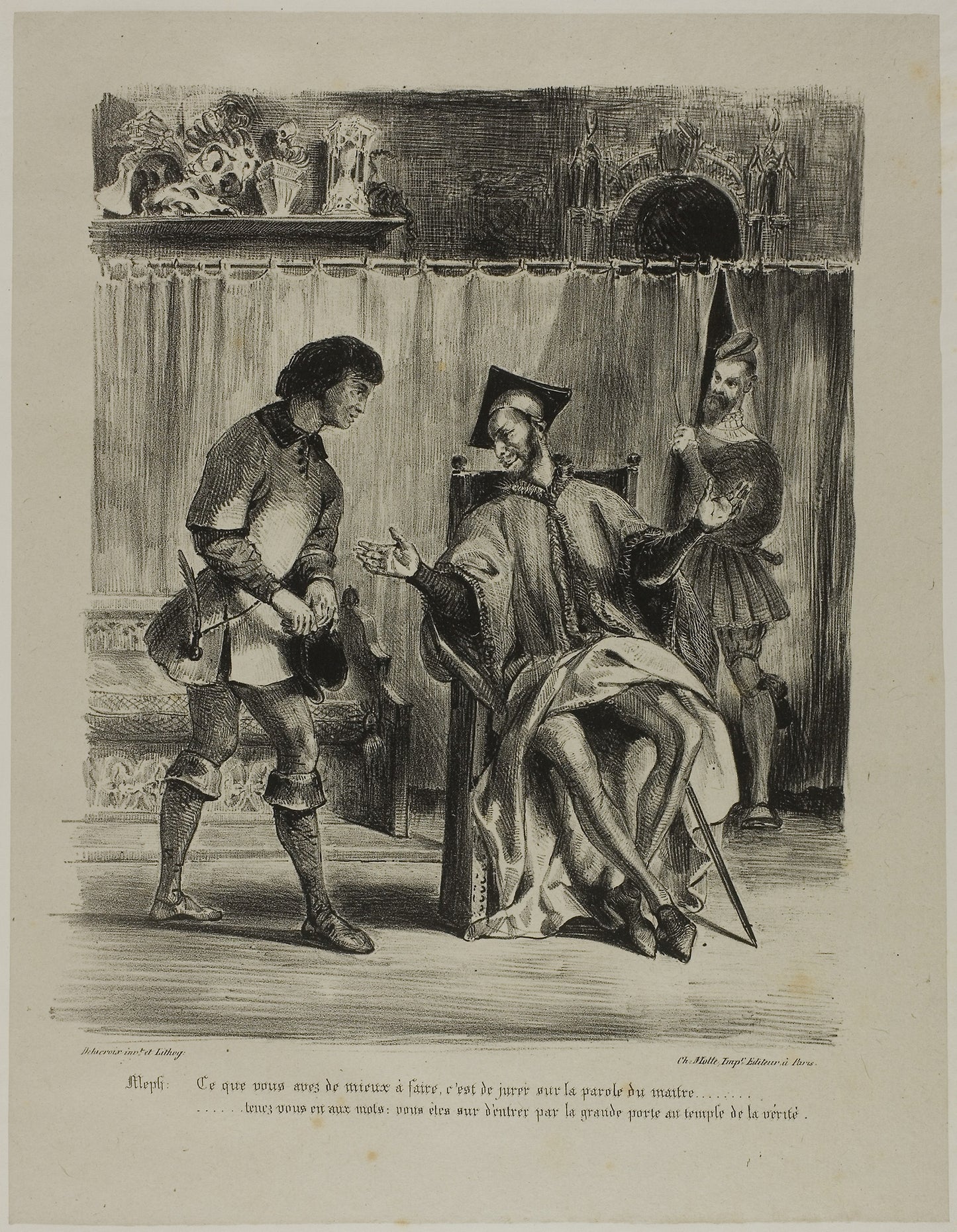 Mephistopheles Receiving the Student, from Faust - Eugène Delacroix, Poster Print Wall Art