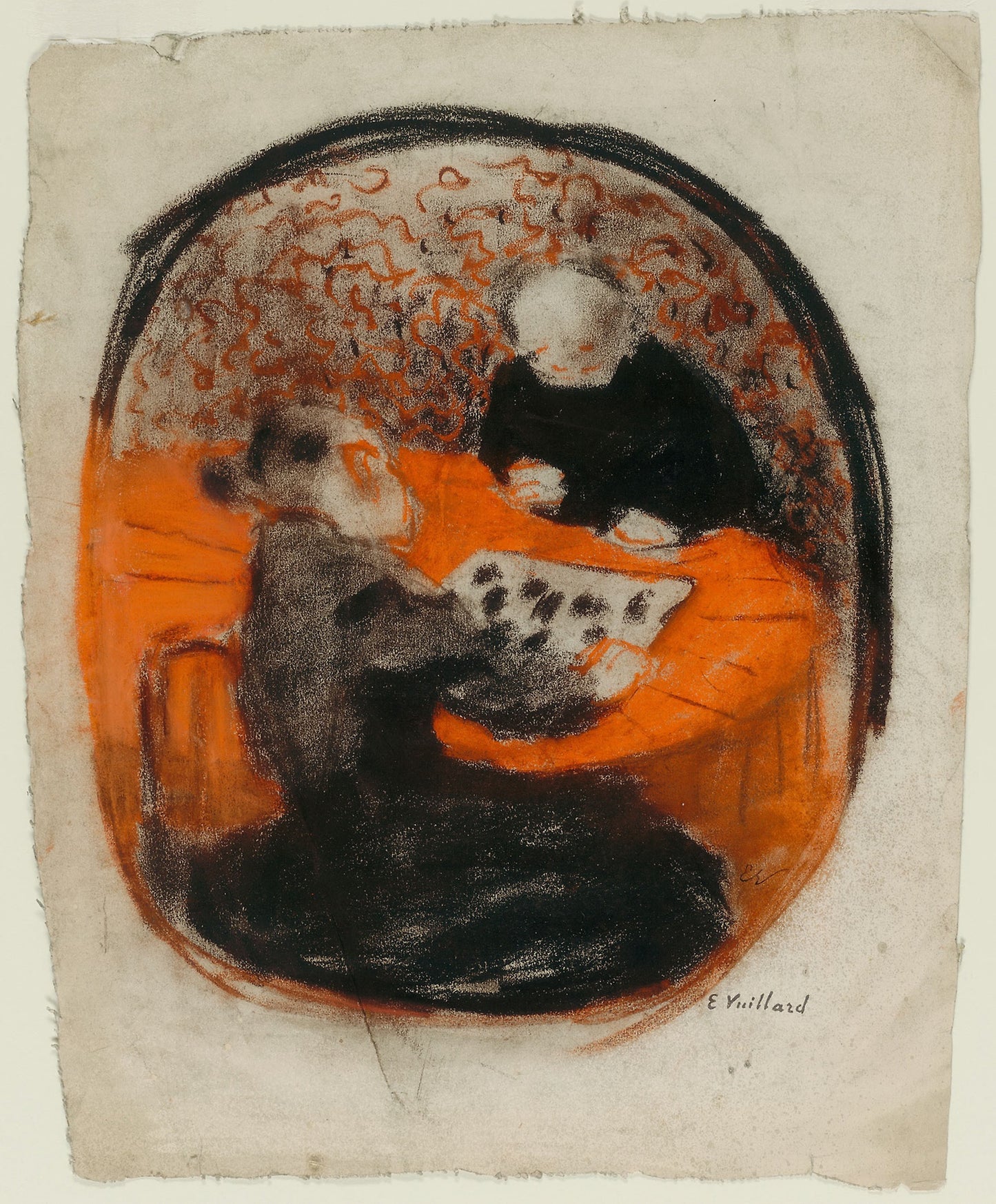 The Artist's Mother Playing Checkers - Edouard Jean Vuillard, Poster Print Wall Art