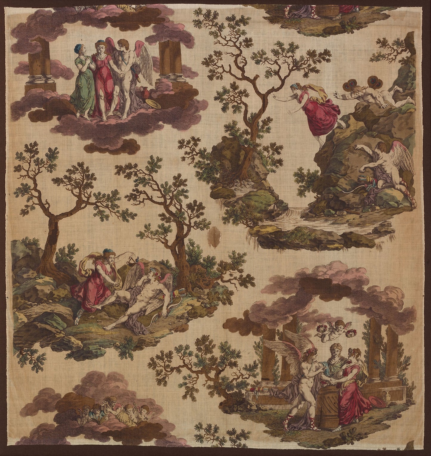 Psyche et L'Armour (The Story of Cupid and Psyche) (Furnishing Fabric) - Manufactured - Gorgerat Frères et Cie (French, 1783-1815), Poster Print Wall Art