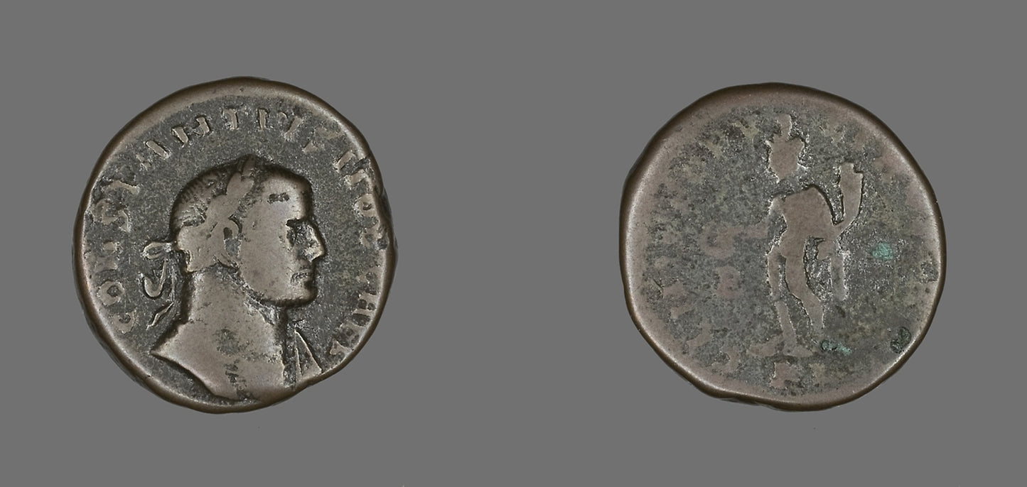 Coin Portraying Emperor Constantius I - Roman, Poster Print Wall Art