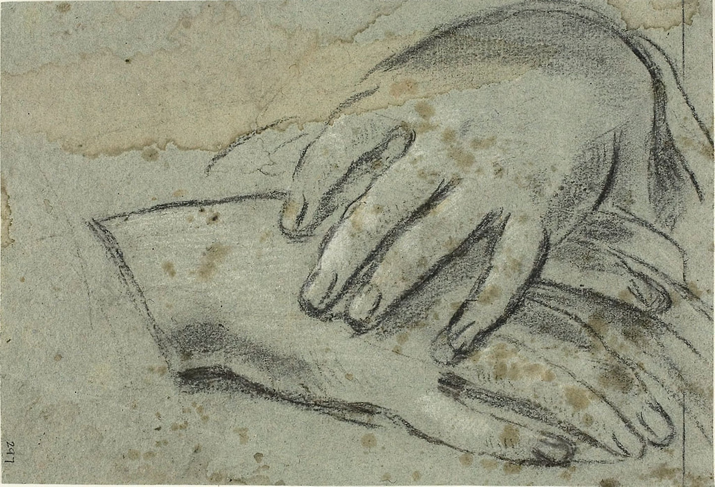 Crossed Hands (recto); Right Foot, Partially Covered - Drapery (verso) - Jacopo Cavedone, Poster Print Wall Art
