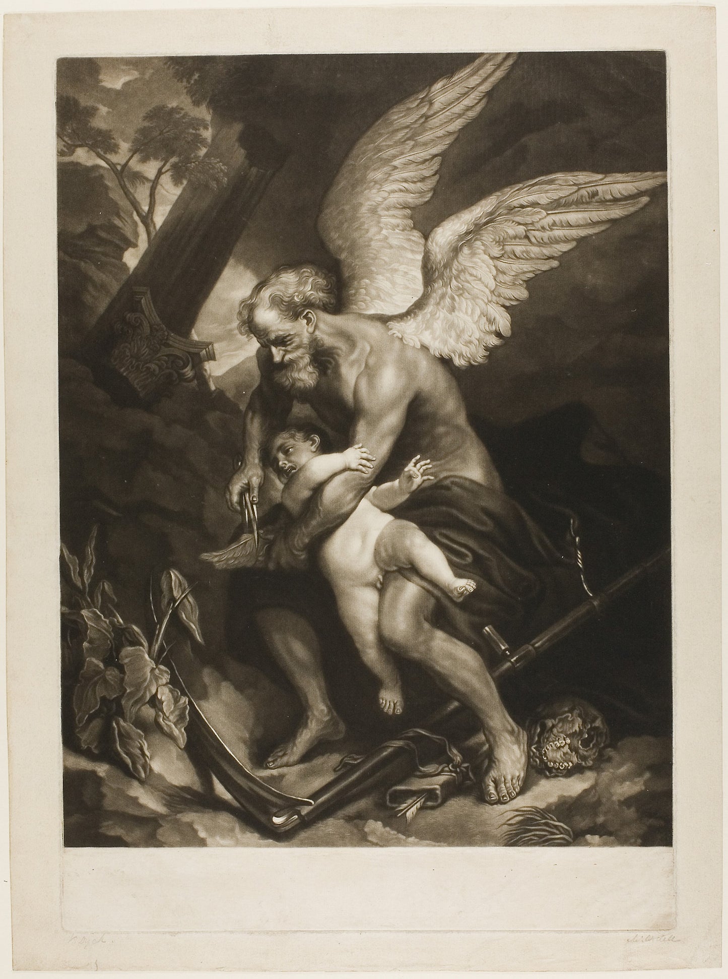 Time Clipping the Wings of Love - James McArdell (Irish, c. 1728-1765), Poster Print Wall Art