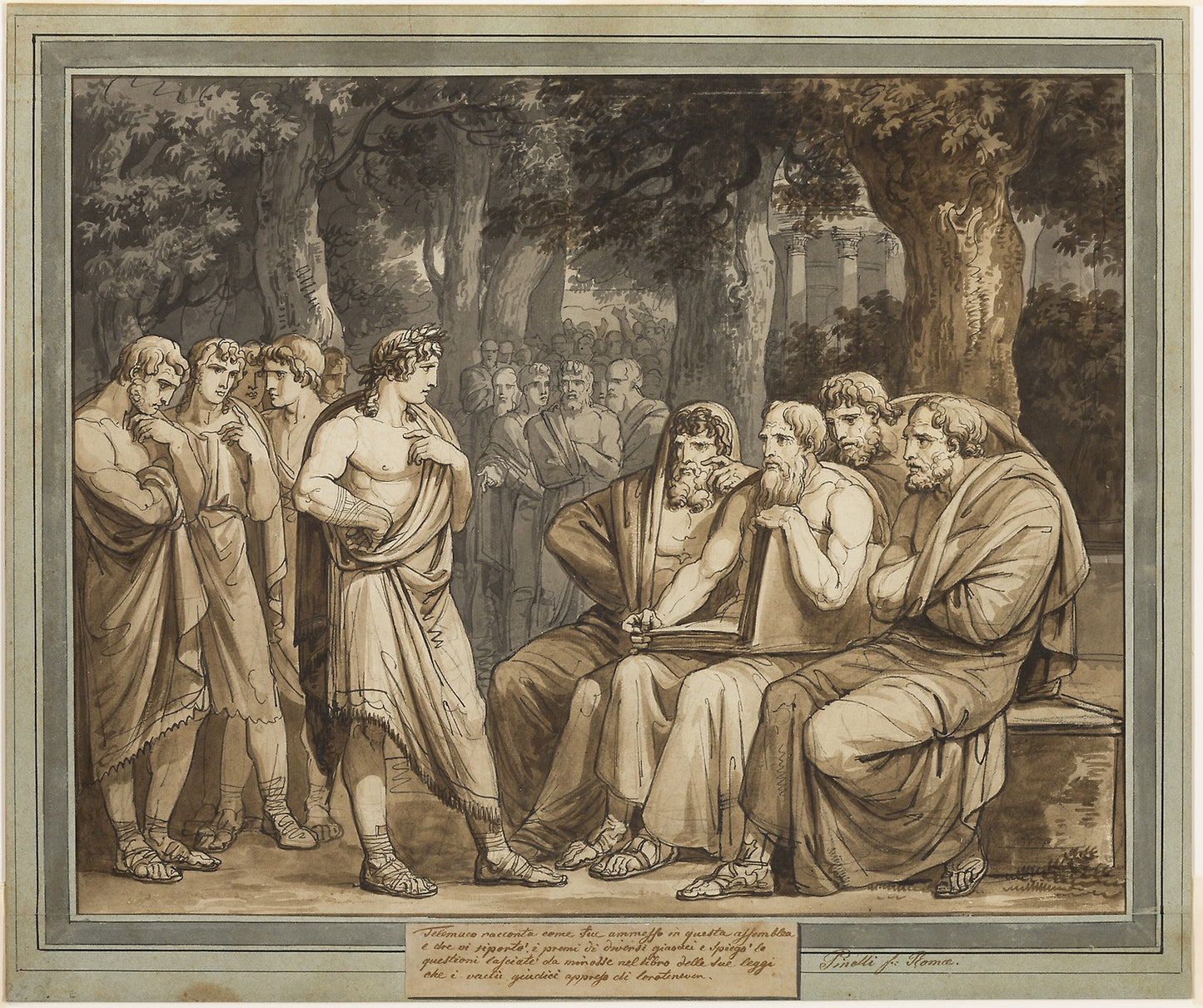 Telemachus Describes How He Was Admitted into the Assembly in Crete, from The Adventures of Telemachus, Book 5 - Bartolomeo Pinelli, Poster Print Wall Art