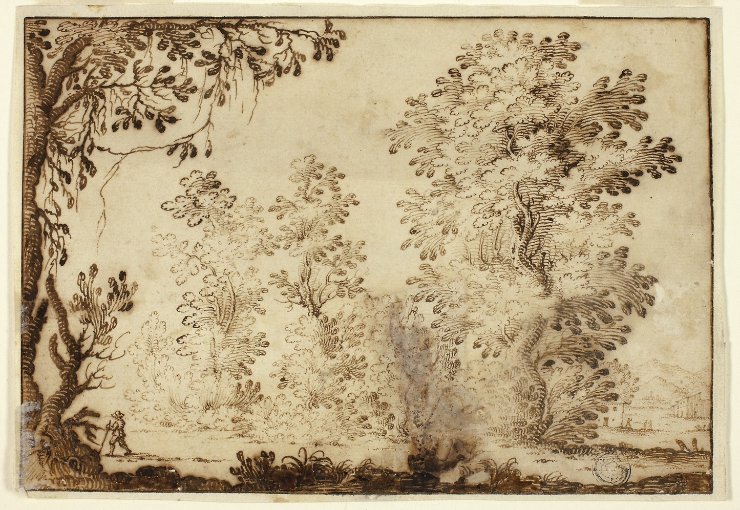 Wooded Landscape with Traveler in Foreground - Attributed to Ercole Bazzicaluva, Poster Print Wall Art