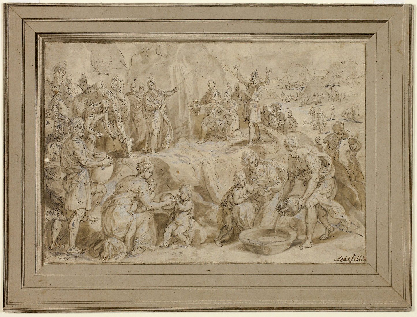Moses Striking Water from the Rock - Attributed to Crispin van den Broeck (Netherlandish, 1524-c. 1590), Poster Print Wall Art
