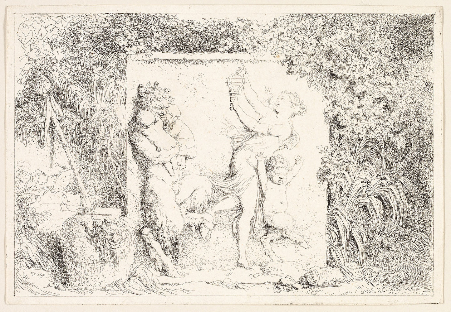 Satyrs Dancing from Bacchanales, or Satyrs' Games - Jean Honoré Fragonard, Poster Print Wall Art