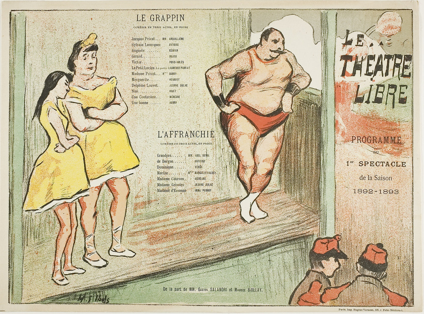 First Performance - Le Grappin, l'Affranchie, for Le Théatre Libre - Henri-Gabriel Ibels (French, 1867-1936), Poster Print Wall Art