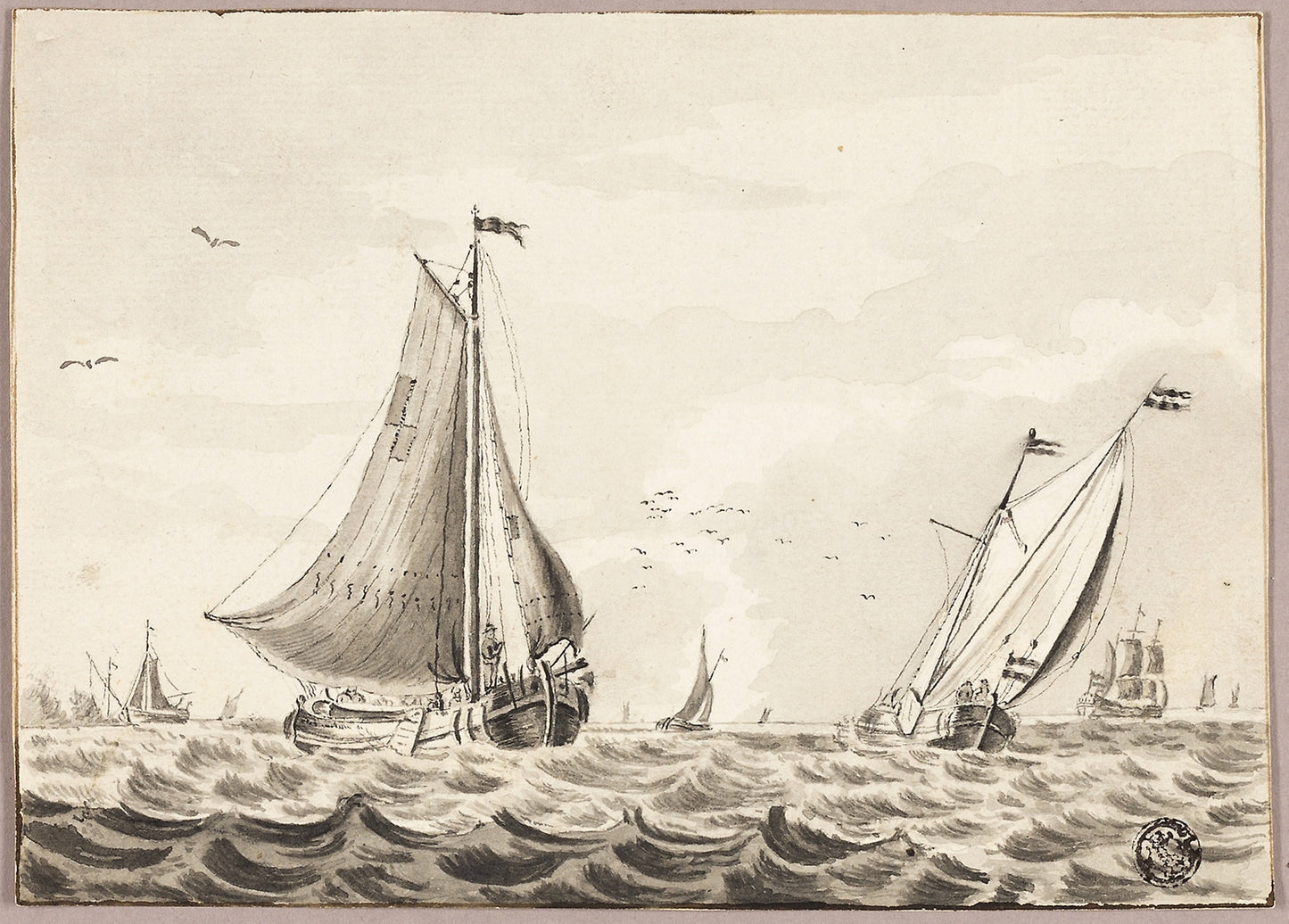Sailboats on Sea - Unknown artist , Poster Print Wall Art