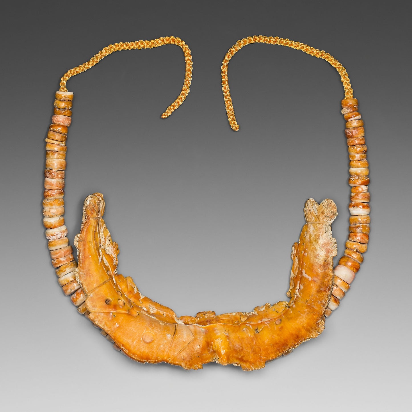 Necklace with a Pendant Depicting a Large Fish Eating a Smaller Fish - Colima or Jalisco, Poster Print Wall Art