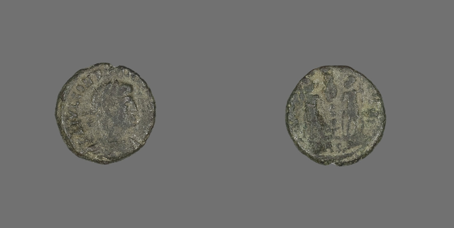 Coin Portraying Emperor Constans or Emperor Constantius II - Roman, Poster Print Wall Art
