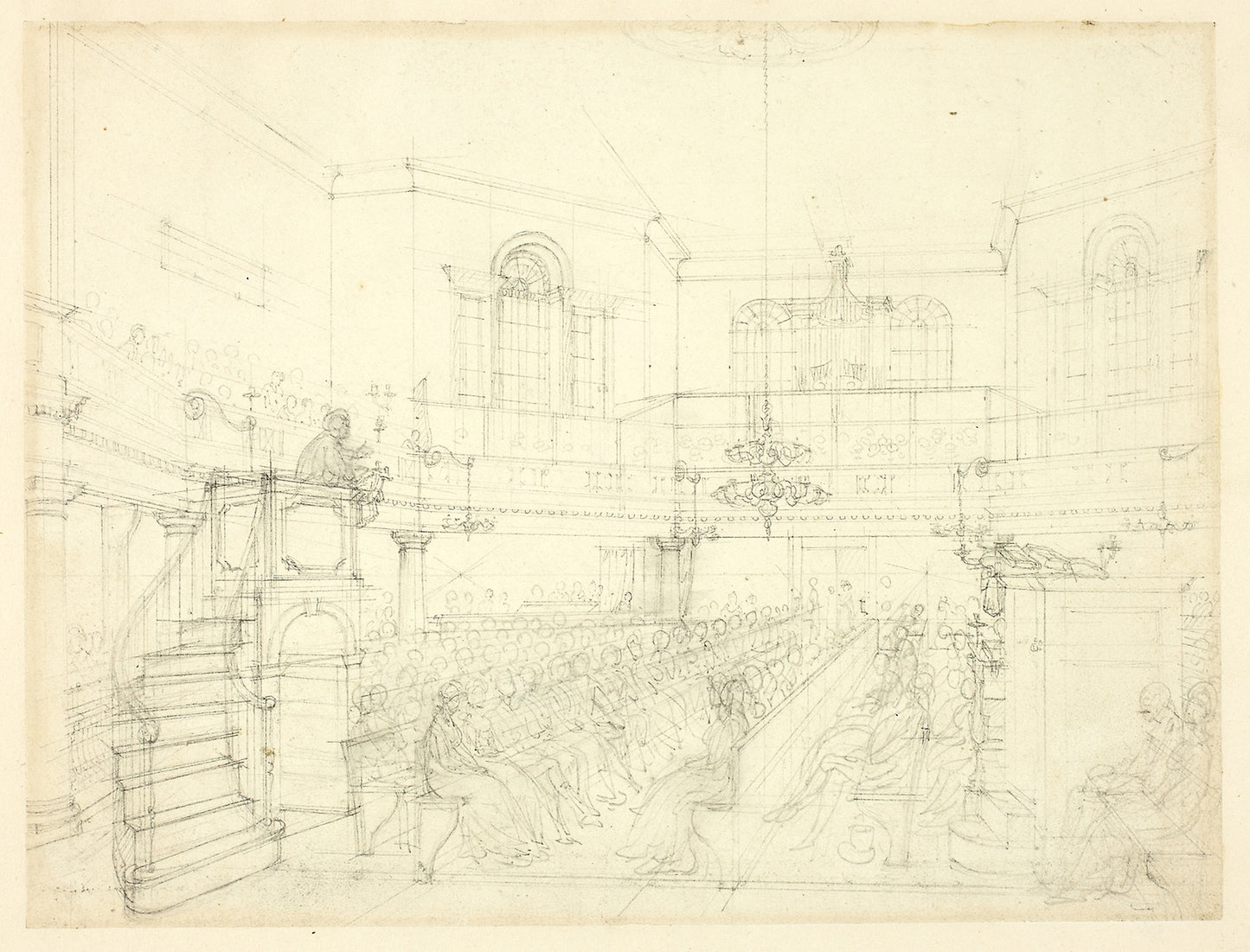 Study for The Magdalen Chapel, from Microcosm of London - Augustus Charles Pugin (English, born France, 1762-1832), Poster Print Wall Art