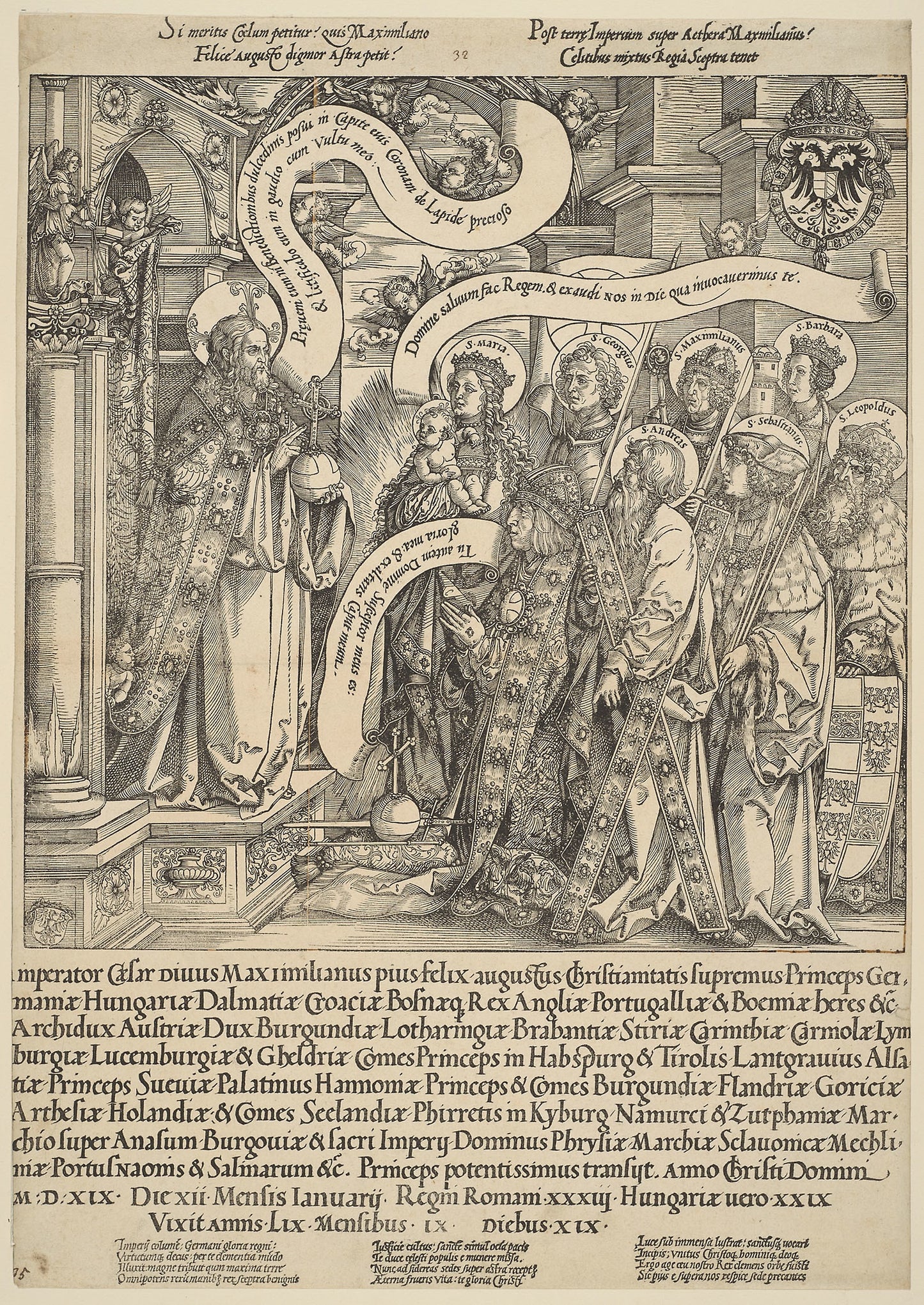 The Emperor Maximilian Presented to Christ - His Patron Saints - Hans Springinklee, Poster Print Wall Art