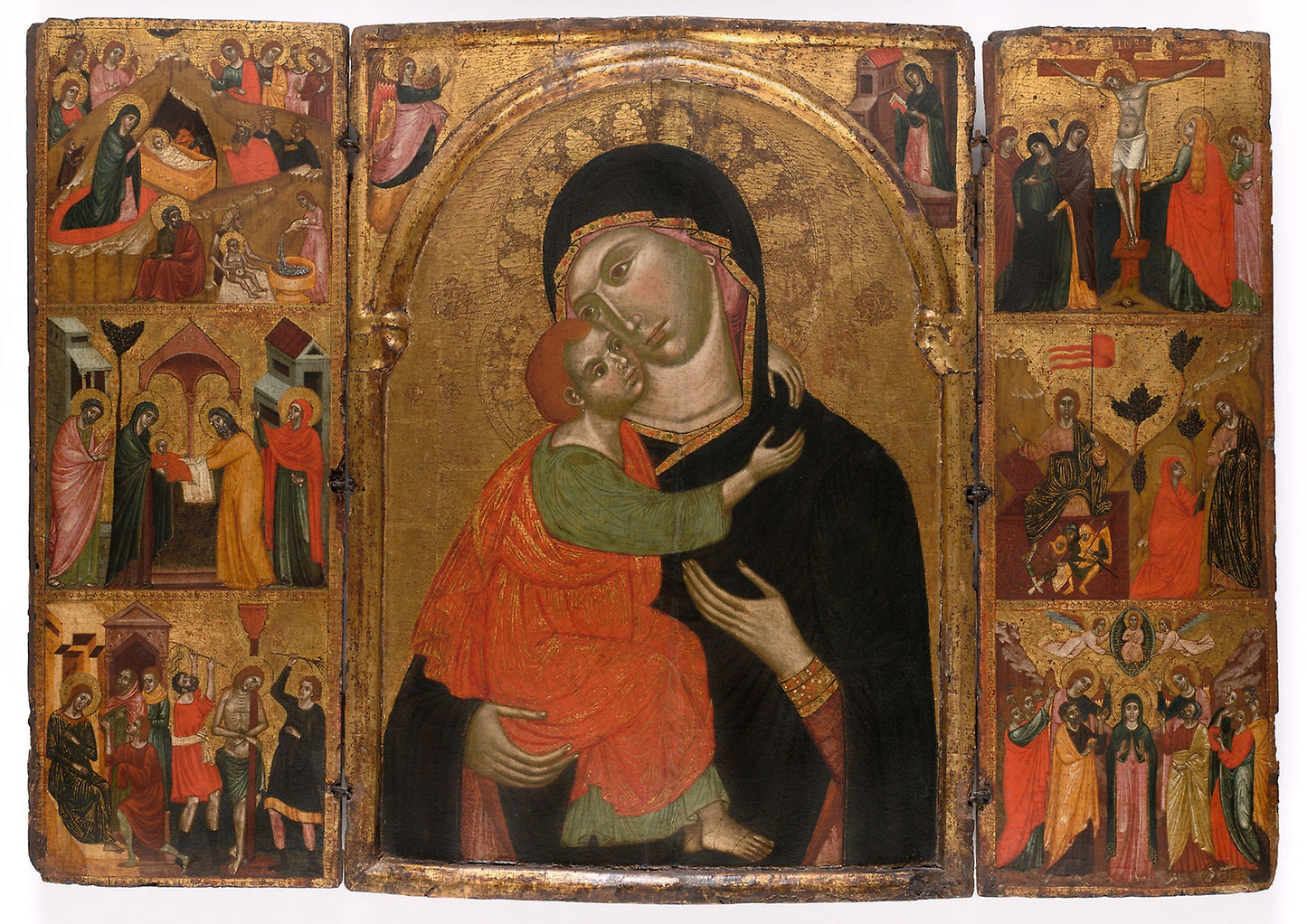 Triptych of the Virgin and Child with Scenes from the Life of Christ - Italian, probably Venice, Poster Print Wall Art