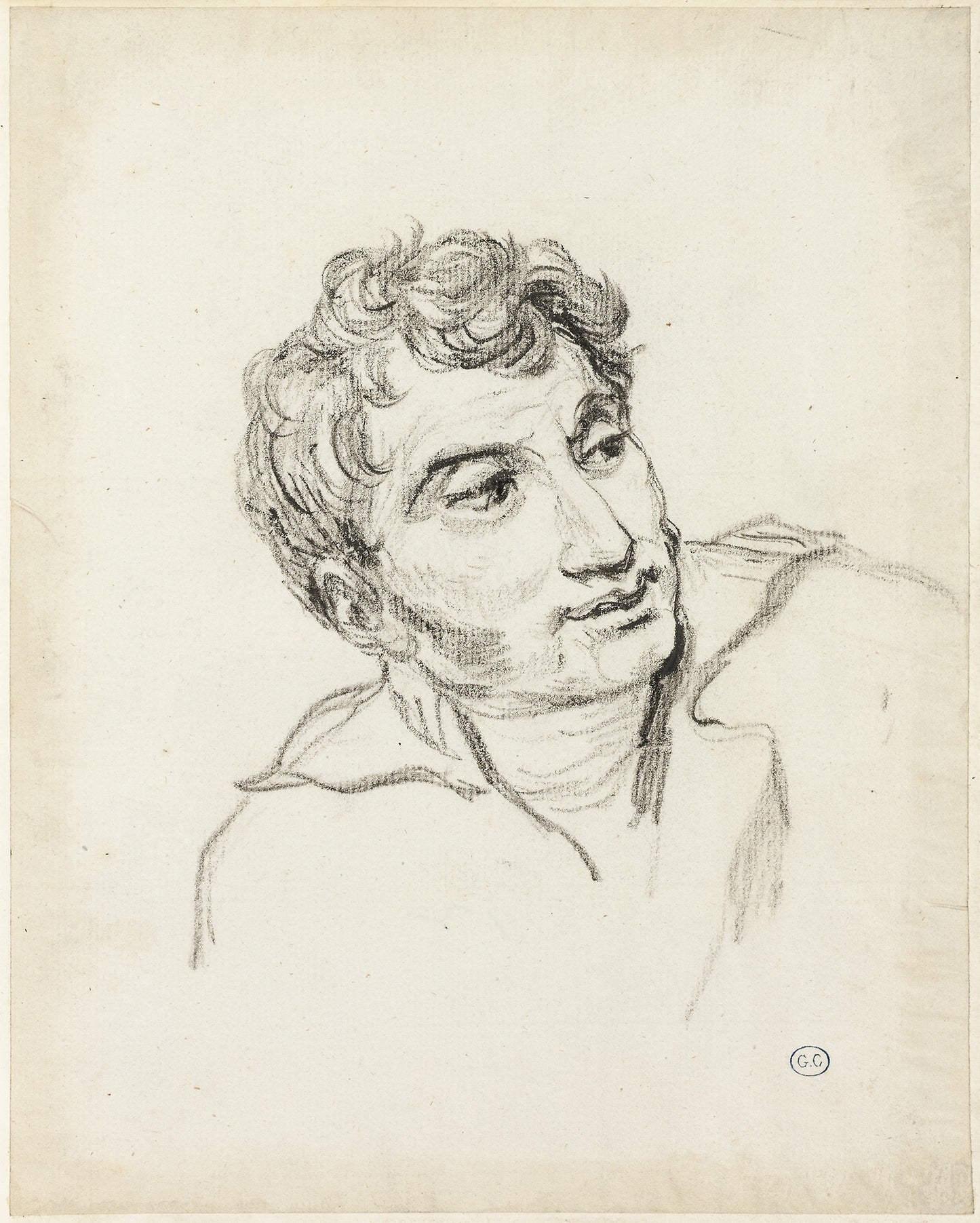 Bust of a Man, Head Turned to Right - Jacques Louis David, Poster Print Wall Art