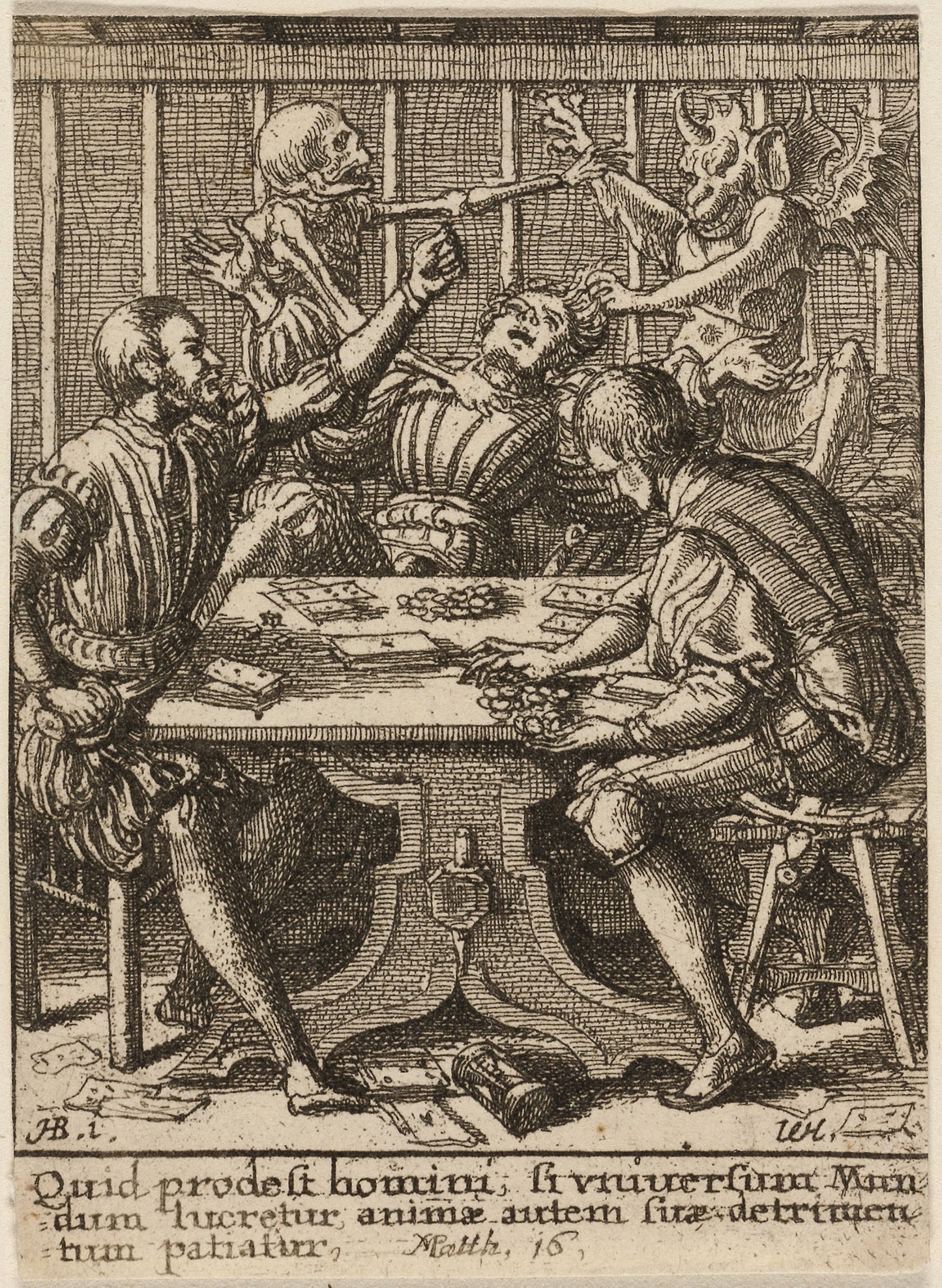 The Gamesters and Death, from The Dance of Death - Wenceslaus Hollar (Czech, 1607-1677), Poster Print Wall Art