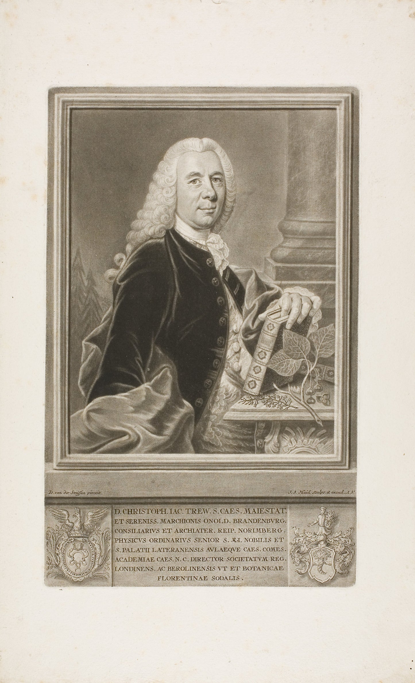 D. Christopher Jacob Trew, from Plantae Selectae - Johann Jacob Haid (German, 1704-1767), Poster Print Wall Art