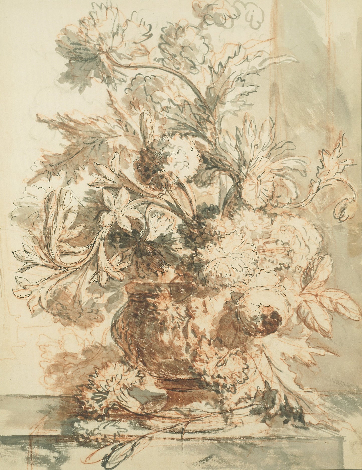 Flowers in an Urn Decorated with Putti, on a Plinth - Jan van Huysum, Poster Print Wall Art