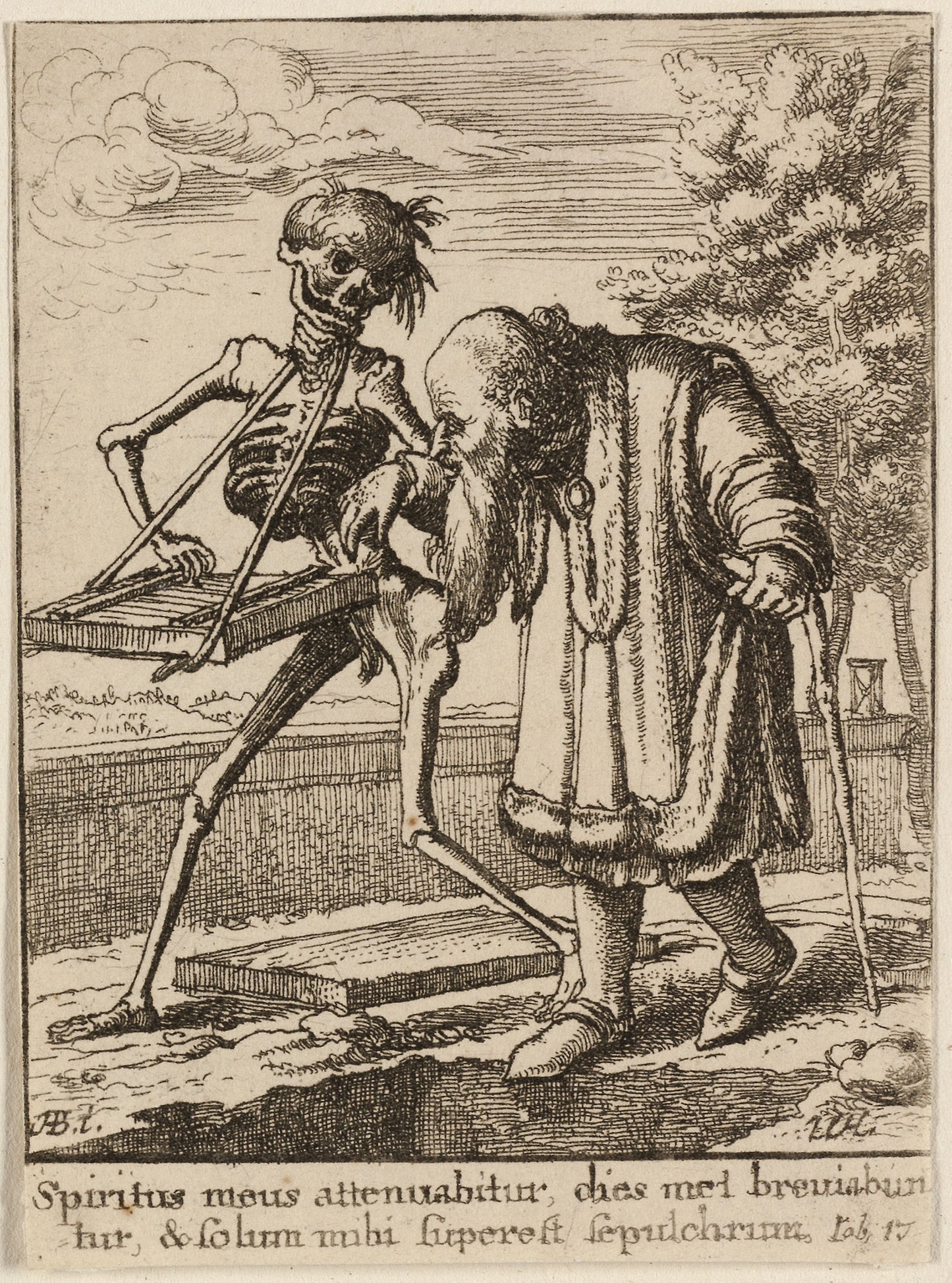 The Old Man and Death - Wenceslaus Hollar (Czech, 1607-1677), Poster Print Wall Art