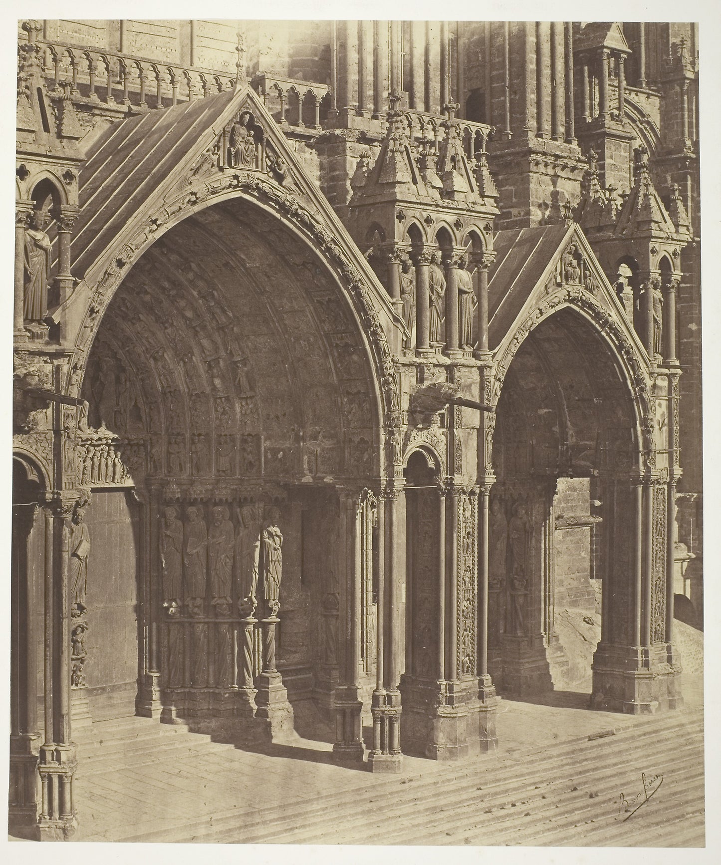 Chartres Cathedral, South Transept, Central and Side Portals - Bisson Frères (Louis-Auguste Bisson, French, 1814–1876 and, Poster Print Wall Art