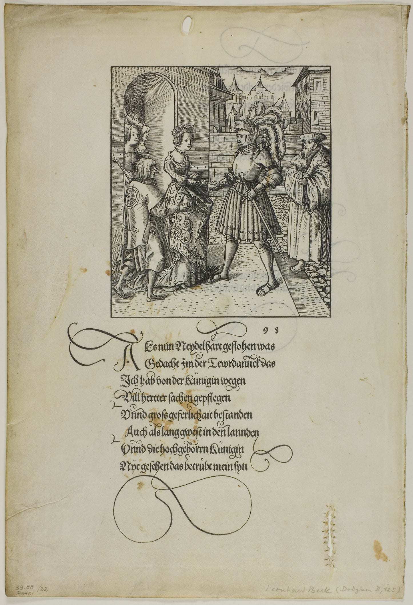 Theuerdank Received - Ehrenreich, from Teuerdank, plate 22 from Woodcuts from Books of the XVI Century - Leonhard Beck (German, c.1480-1542),, Poster Print Wall Art