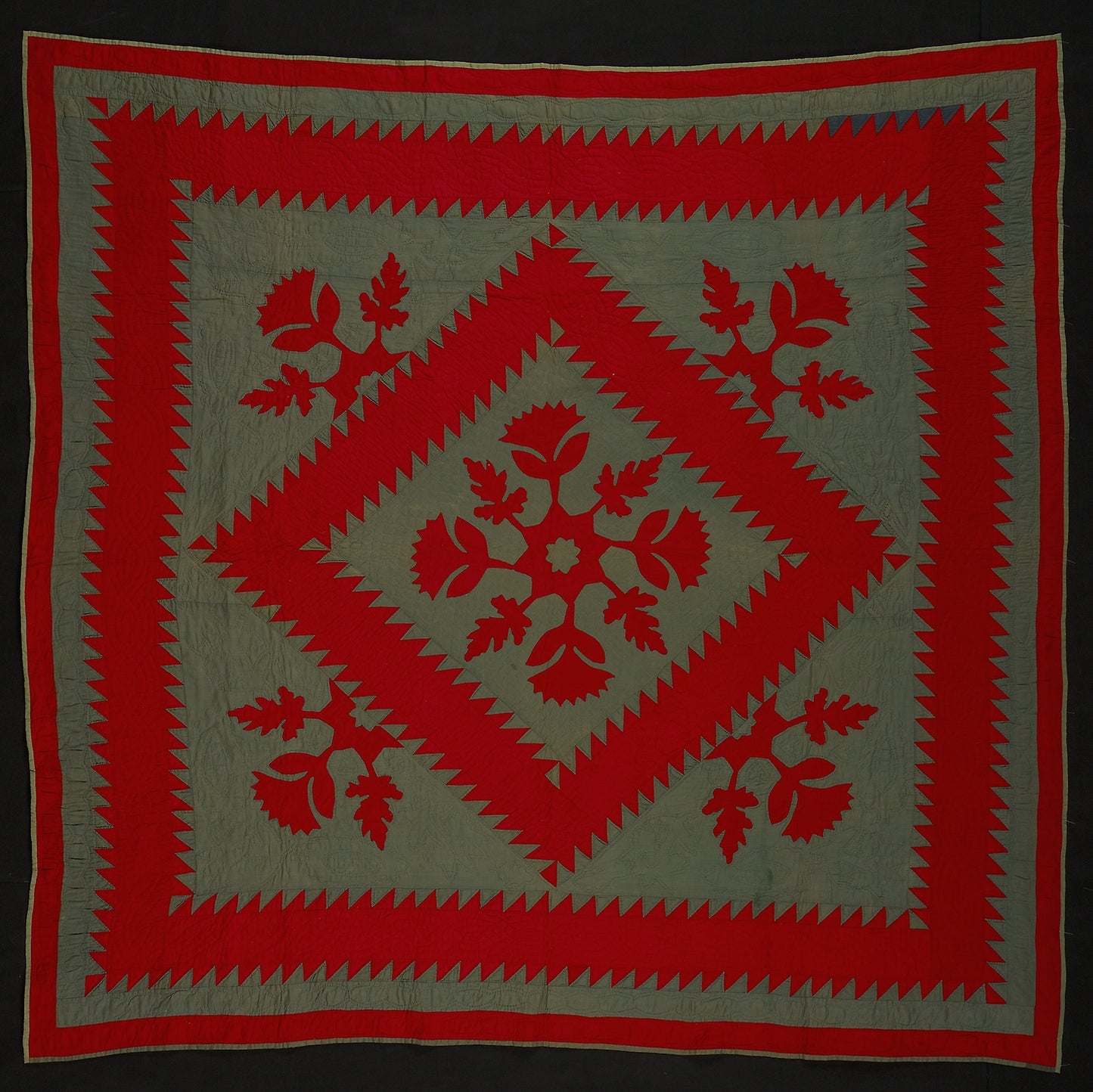 Bedcover ("Sawtooth" or "Jagged Square" Quilt) - Pennsylvania Dutch, Poster Print Wall Art