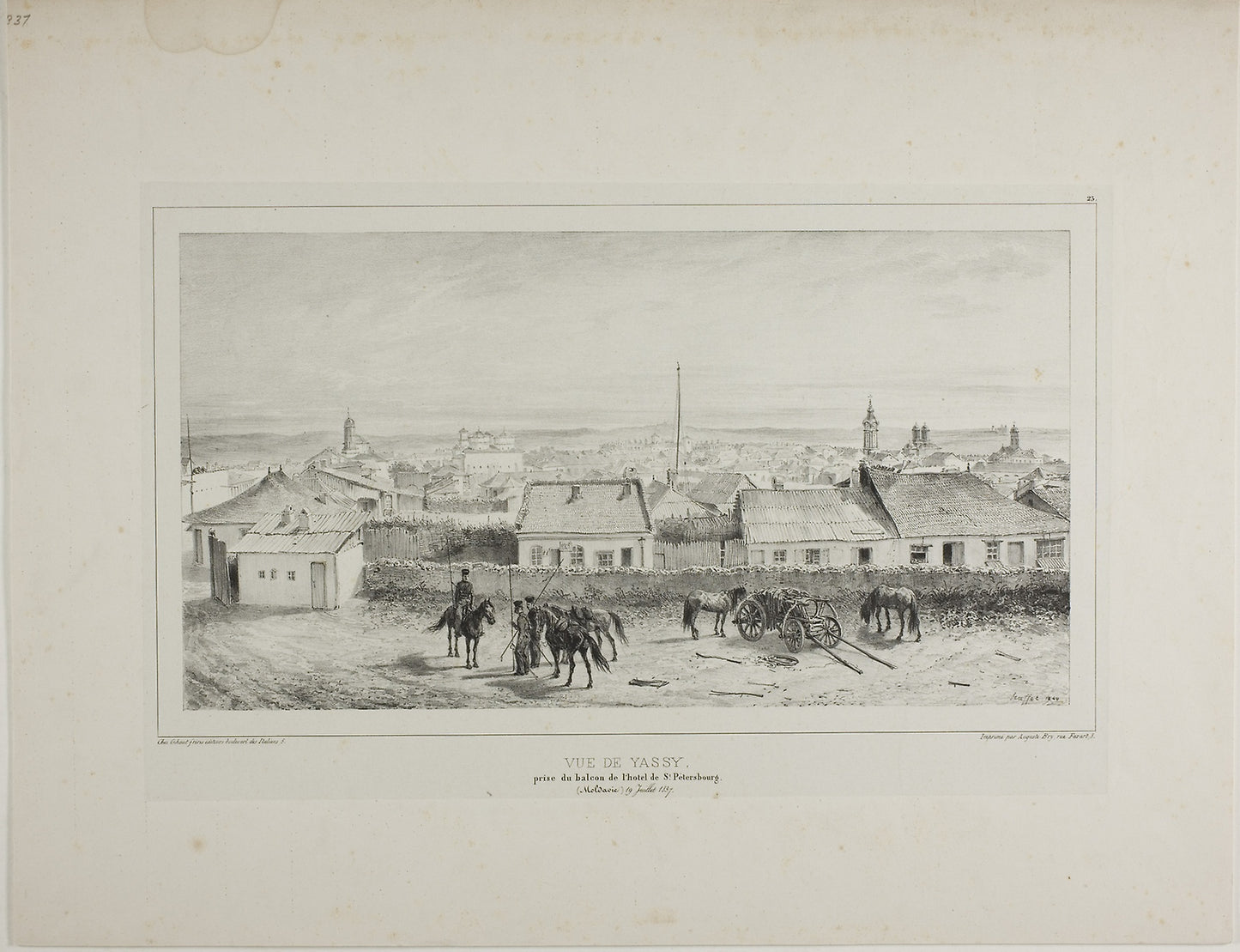 View of Yassy Taken from the Balcony of the St. Petersburg Hotel, Moldavia, July 19, 1837 - Denis Auguste Marie Raffet (French, 1804-1860), Poster Print Wall Art