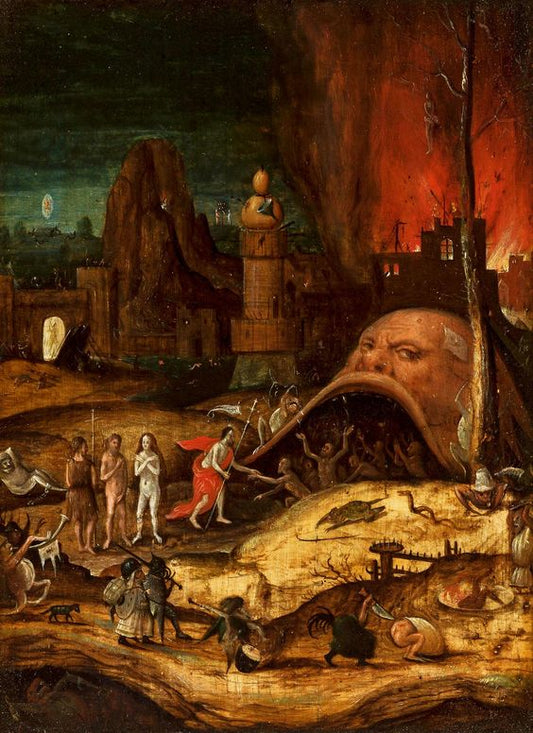 Descent into Limbo (after Hieronymous Bosch), vintage artwork by Herri met de Bles, A3 (16x12") Poster Print